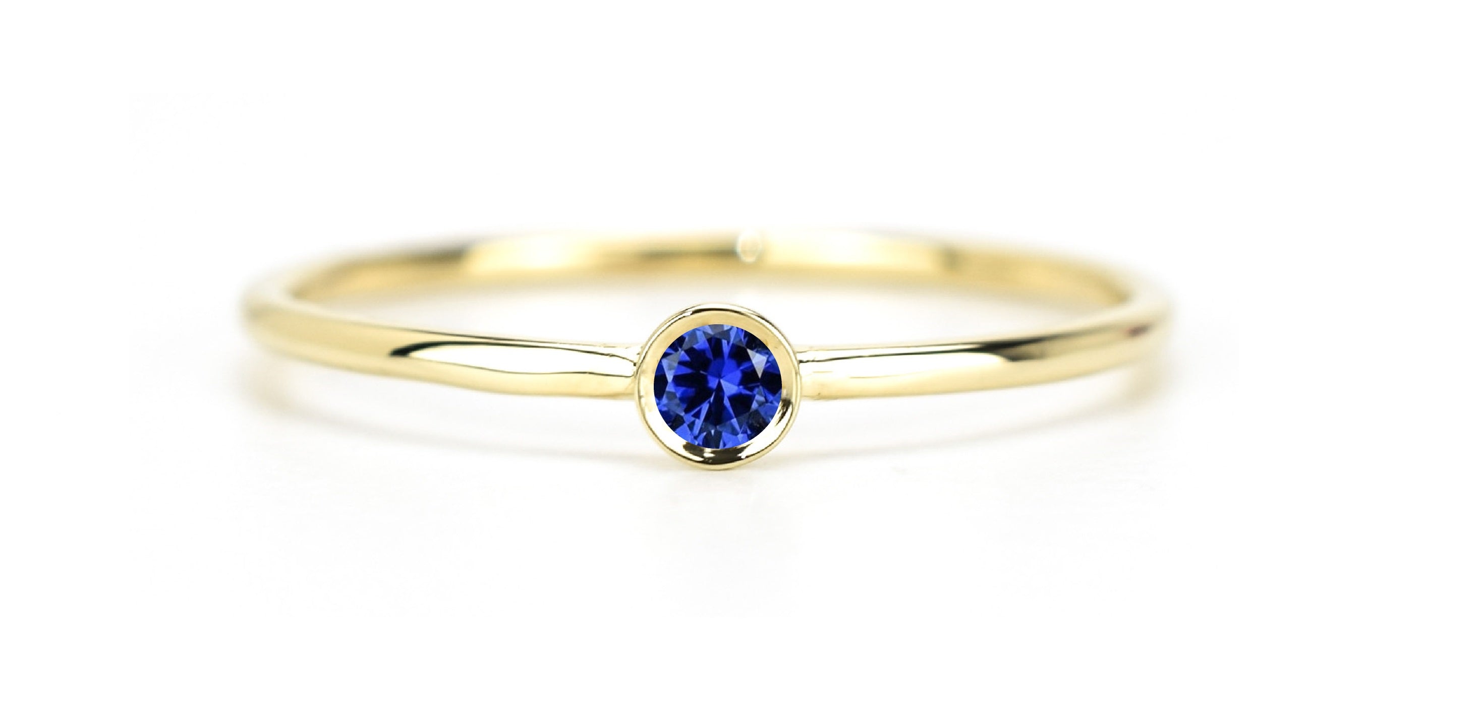 Ring saffier goud, aanschuifring saffier, 14k ring saffier