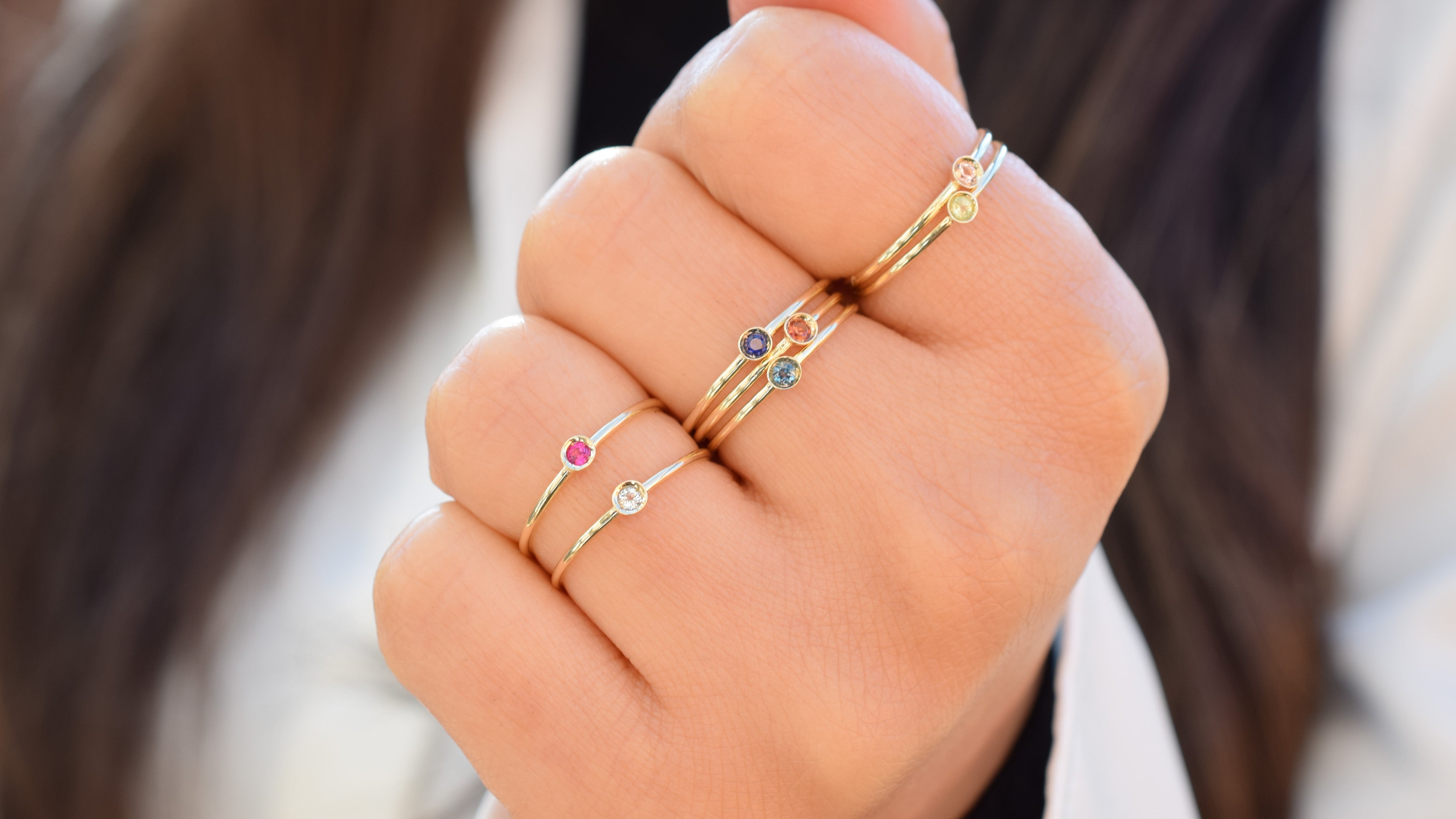 Ring saffier goud, aanschuifring saffier, 14k ring saffier