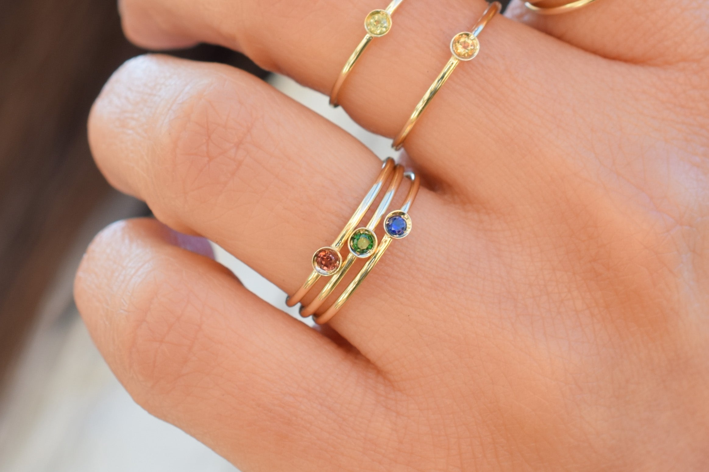 Ring saffier goud, aanschuifring saffier, 14k ring saffier