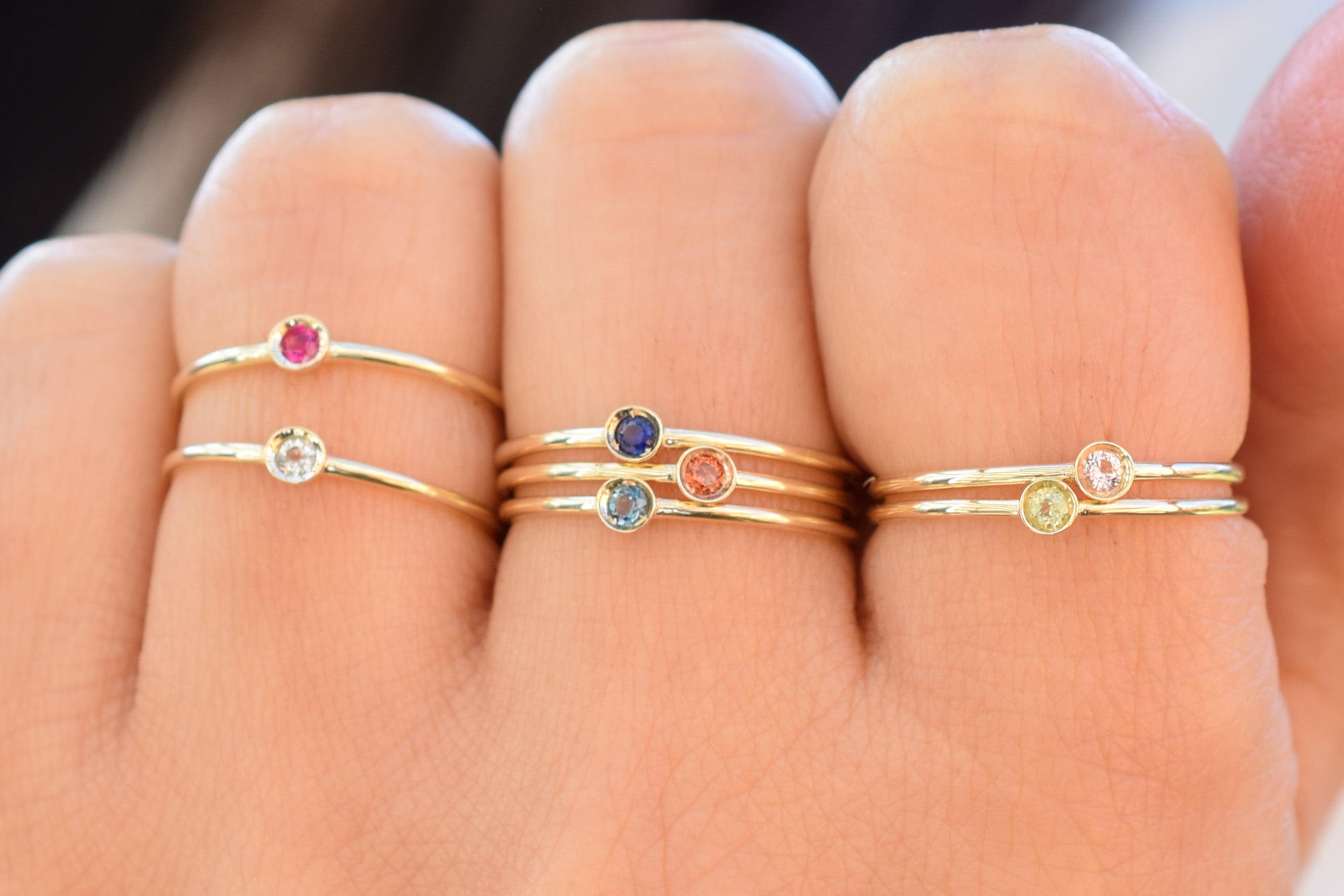 Ring saffier goud, aanschuifring saffier, 14k ring saffier