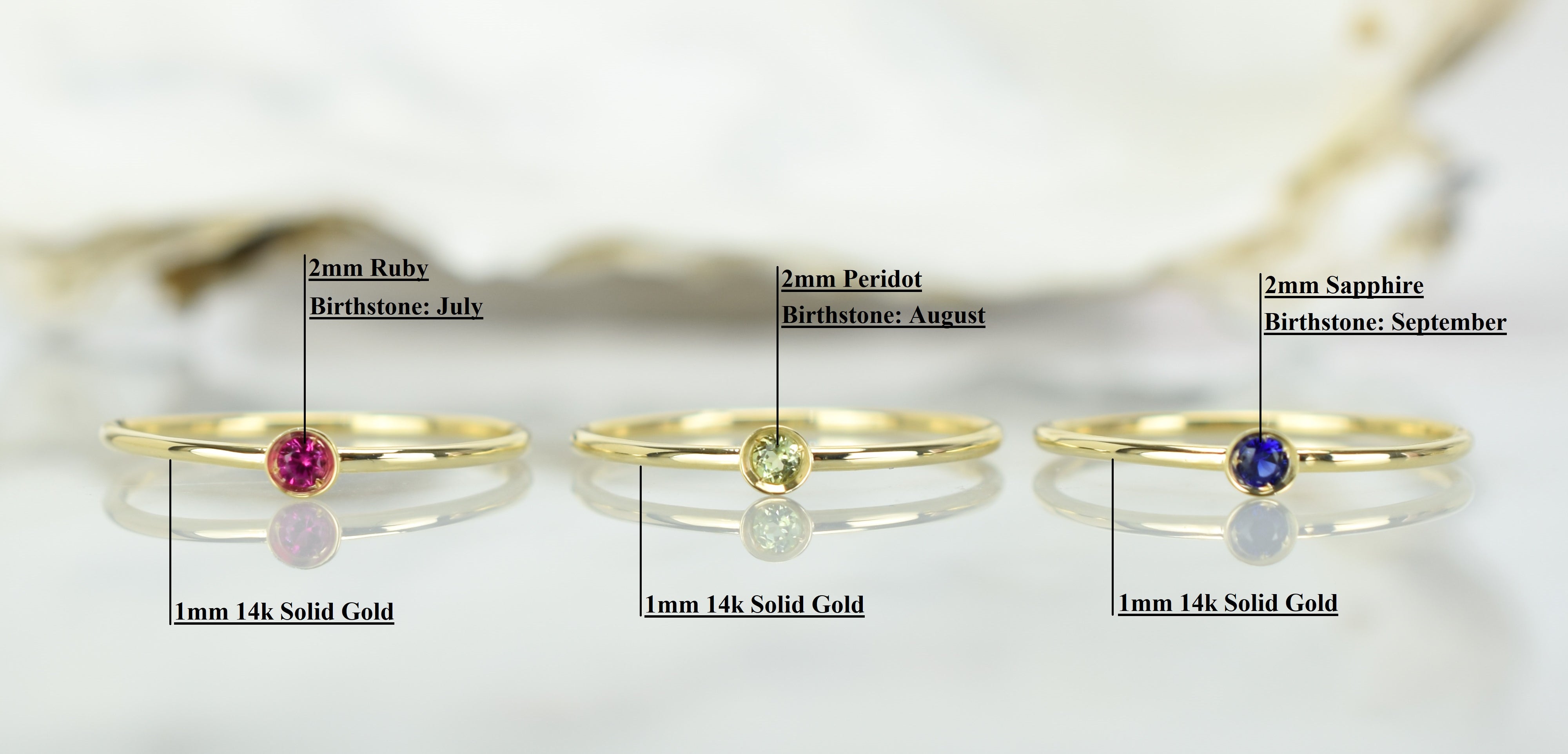 Ring saffier goud, aanschuifring saffier, 14k ring saffier