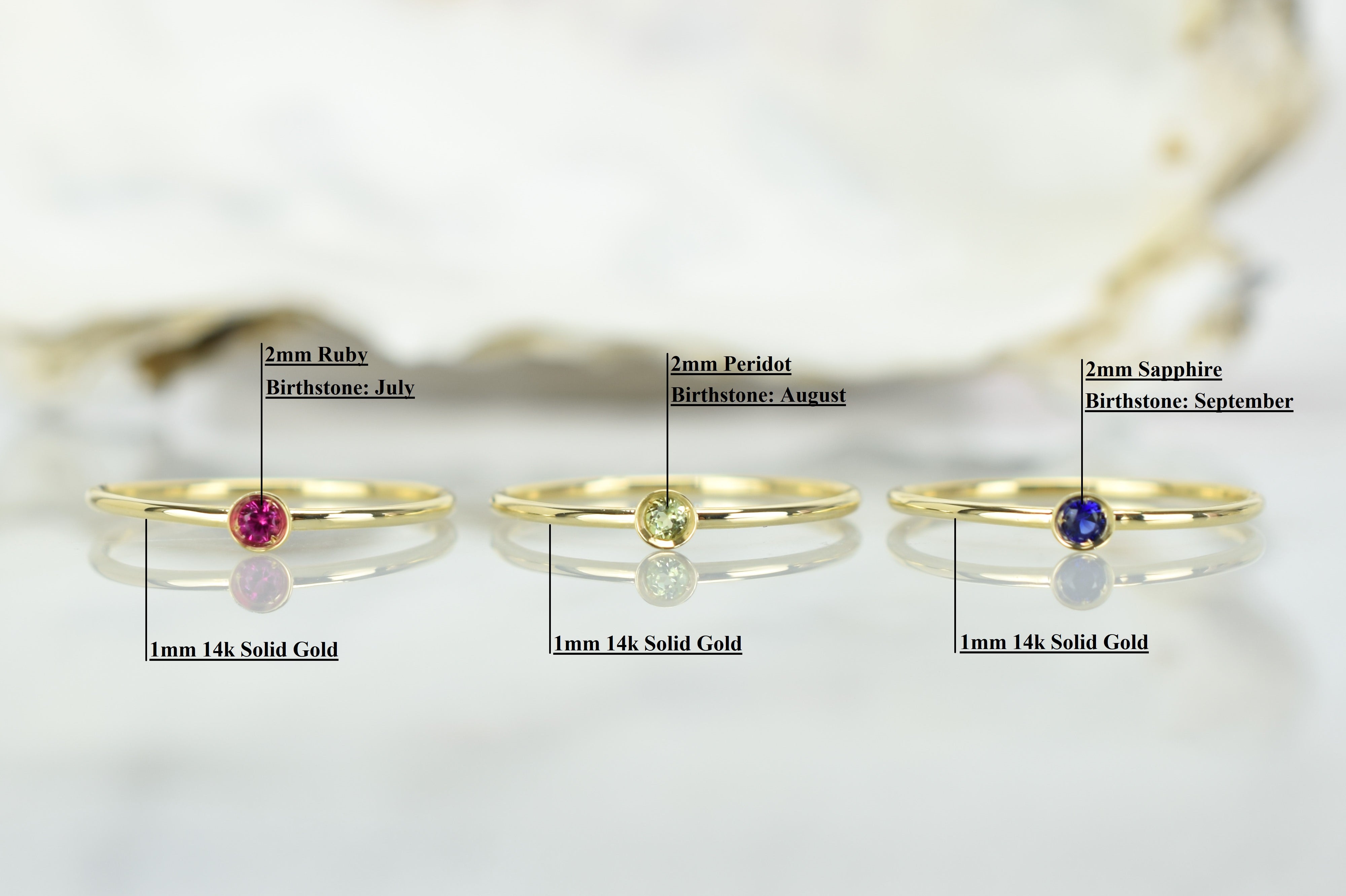 Ring saffier goud, aanschuifring saffier, 14k ring saffier