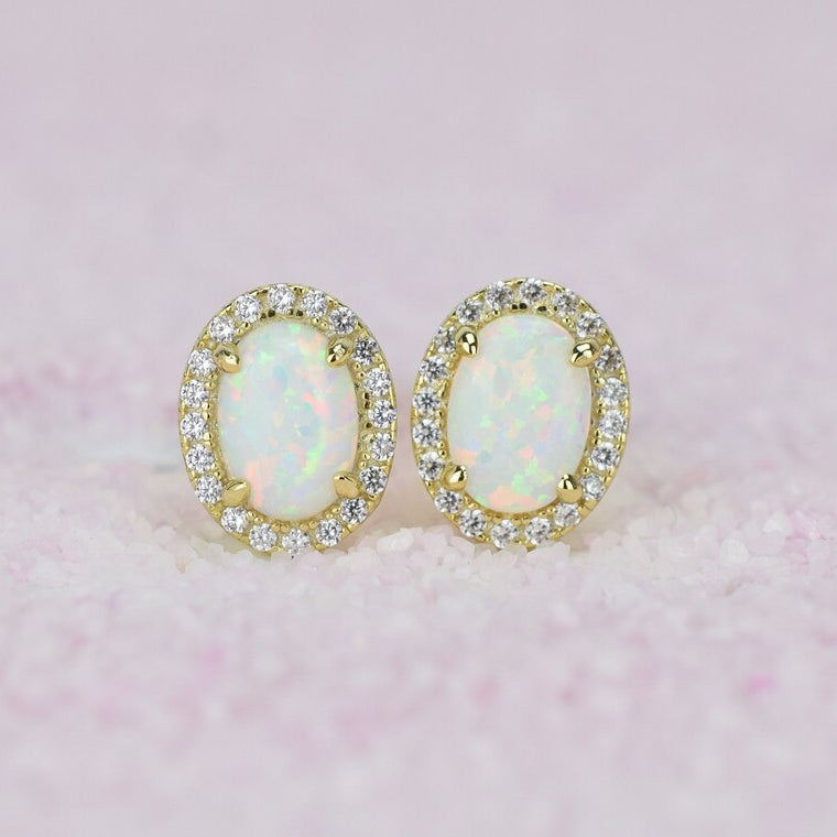 VerOna Opaal Ovaal Oorknoppen