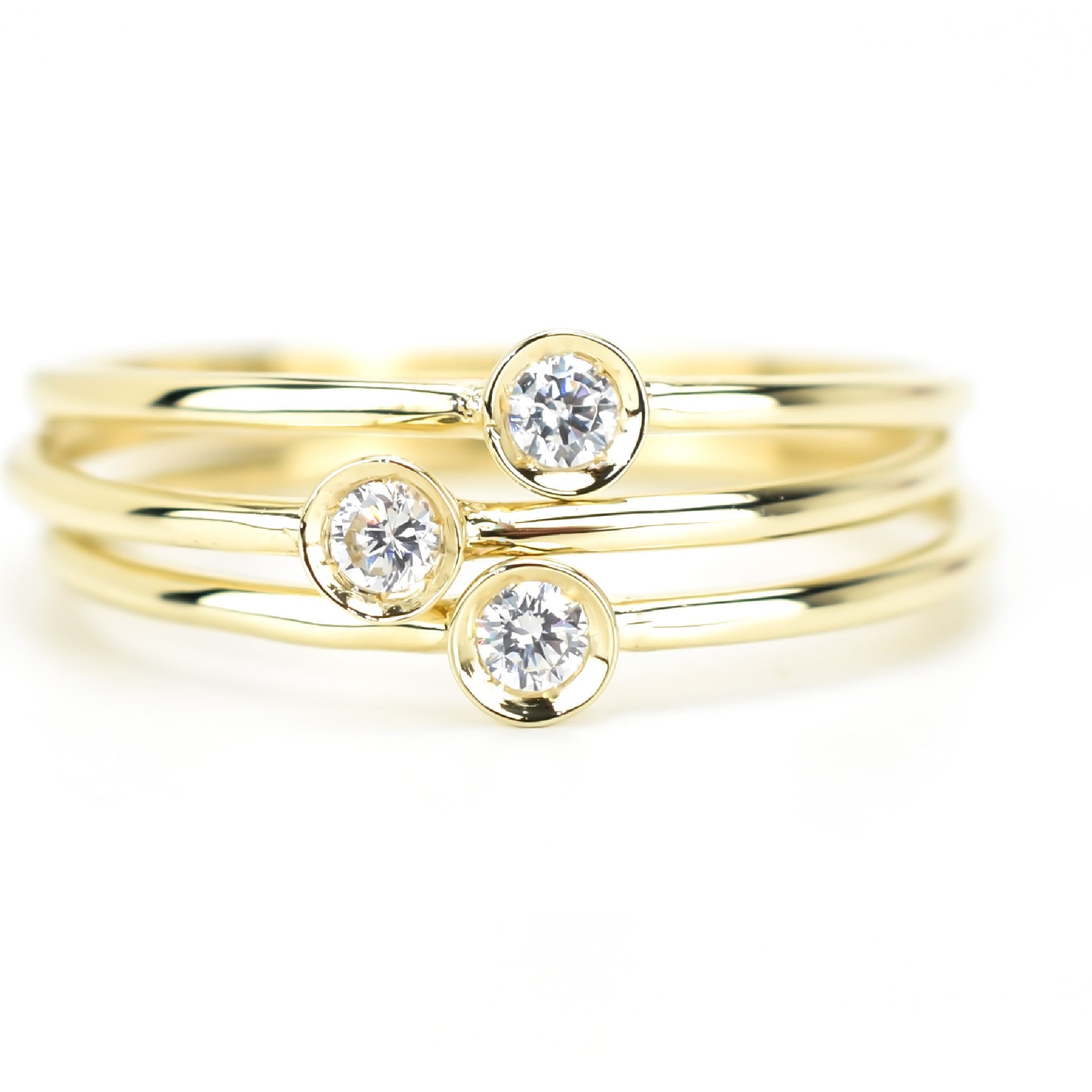 Drie Aanshuifringen 14K Goud Petite Trois Set VerOna