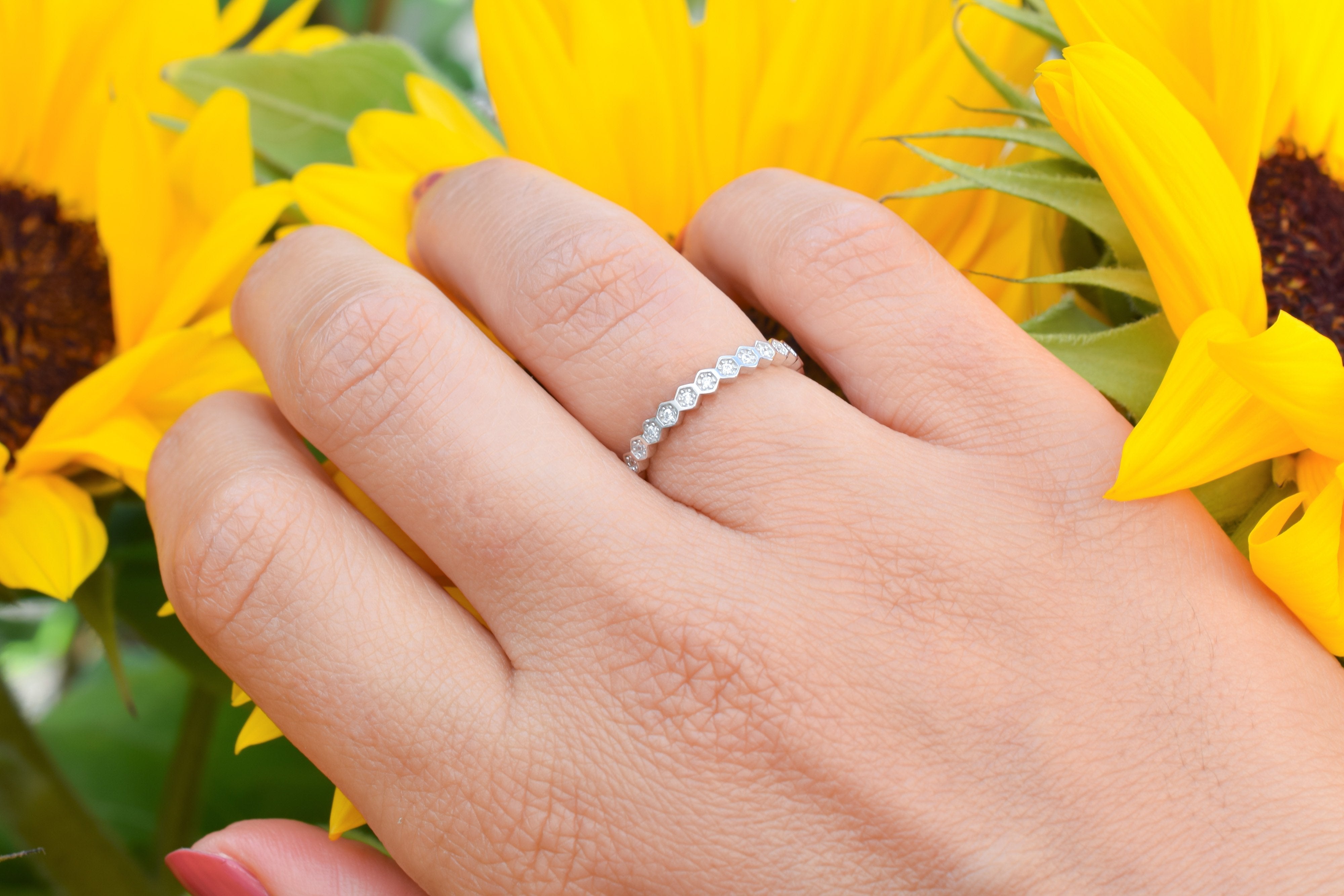 gouden honingraat aanschuifring, aanschuifring rosegoud, gouden ring honey, unieke ring, stapelring zilver, rosegoud aanschuifring