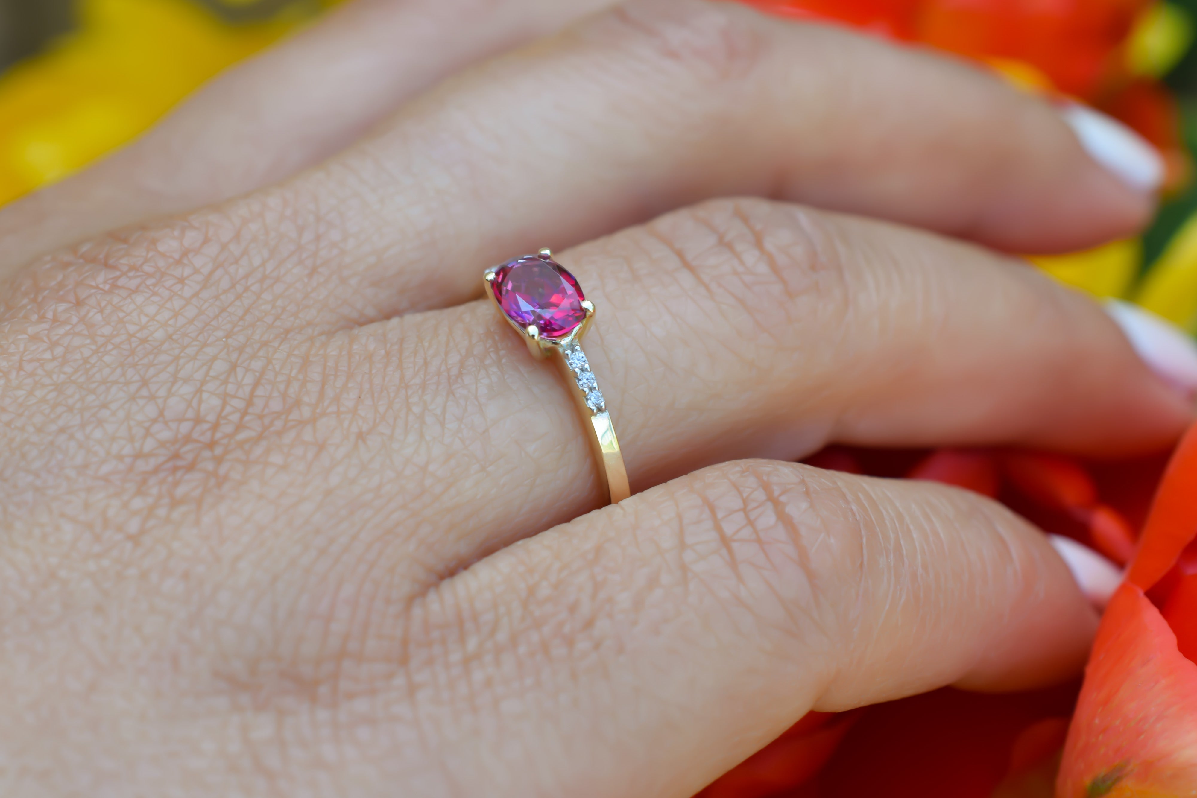 14k topaas ring, 14k rode topaas ring, swarovski ring, swarovski topaas ring, gouden topaas ring, swarovski gouden ring, 14k natuurlijke steen ring, birthstone ring, geboortesteen ring