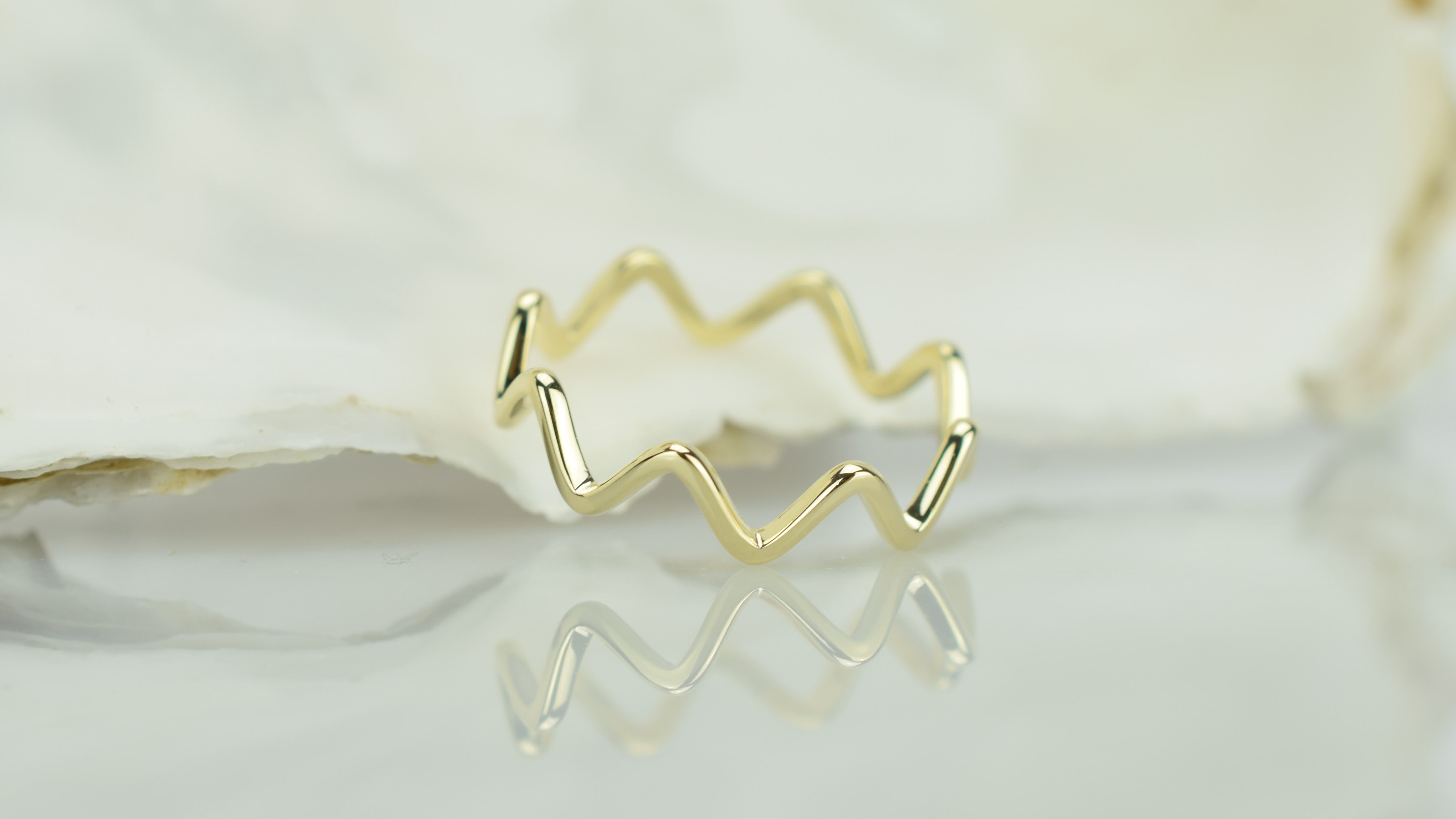 14k ring, Waves Ring, Zigzag ring goud, gold 14k ring, 14k aanschuifring