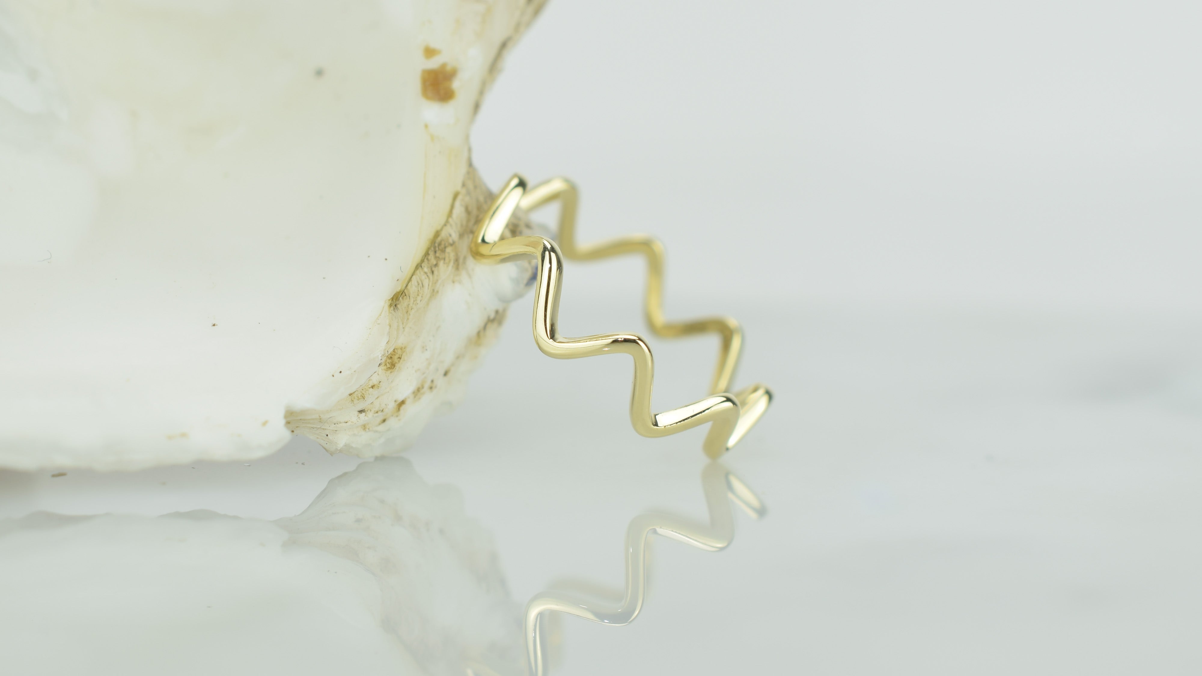 14k ring, Waves Ring, Zigzag ring goud, gold 14k ring, 14k aanschuifring