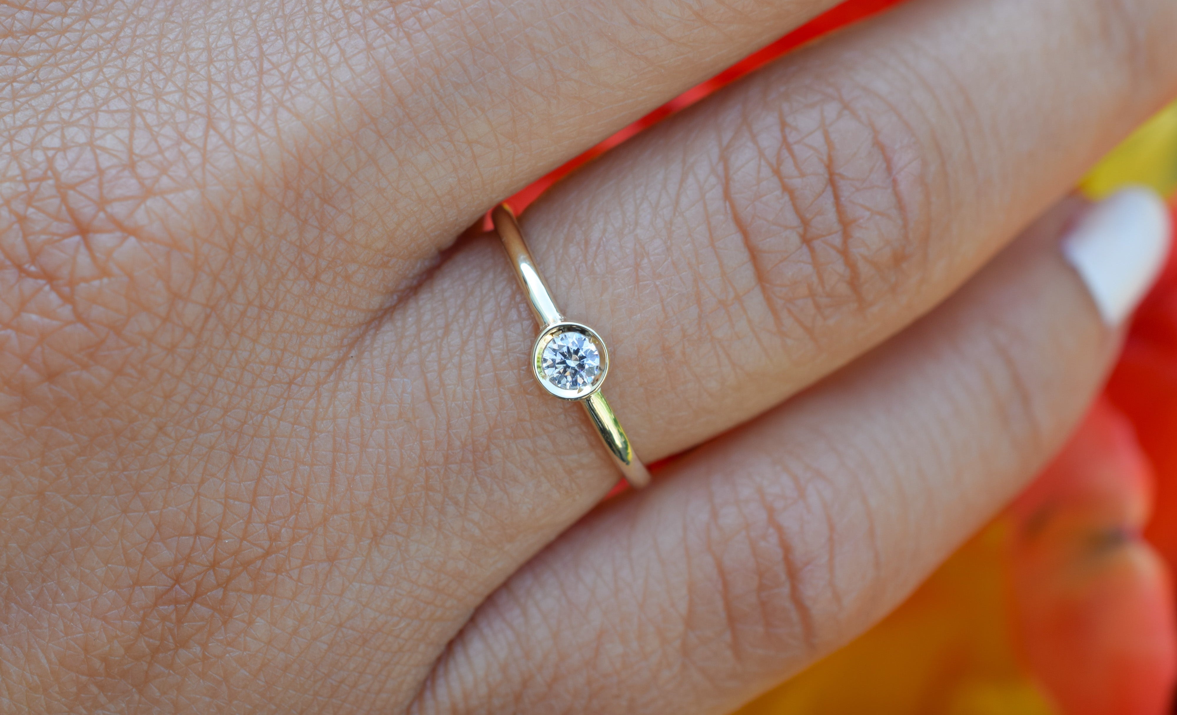 14k solitaire gouden ring, gouden ring met steen, 14 karaat gouden ring, stapelring goud, gouden verlovingsring, trouwring goud, dames gouden ring