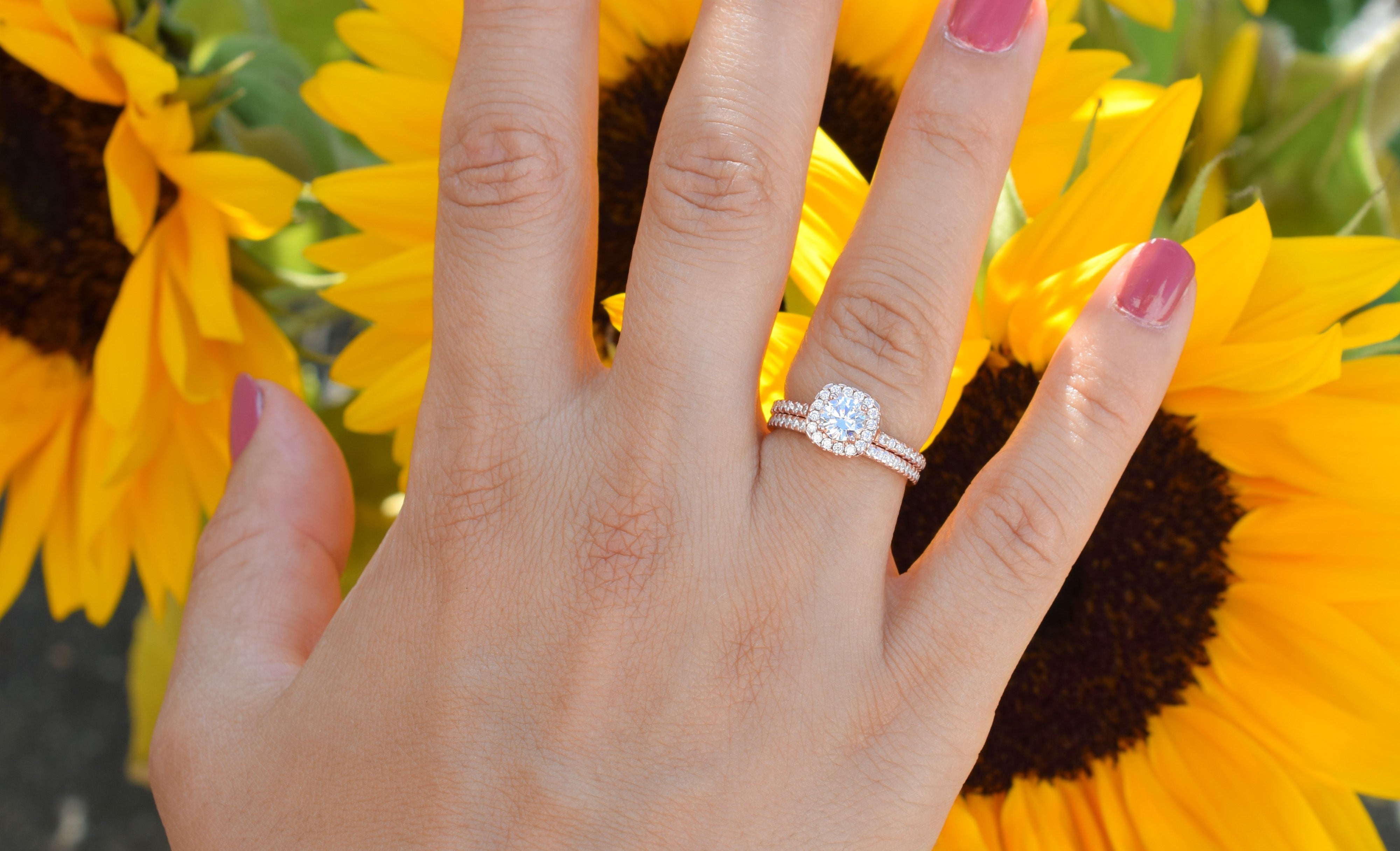 Ringset, Verlovingsring, trouwring, Halo ring, Zilveren ring, Gouden ringset, Solitaire ring, vriendschapsring, promise ring, Rose Gouden Ring, Art deco Ring