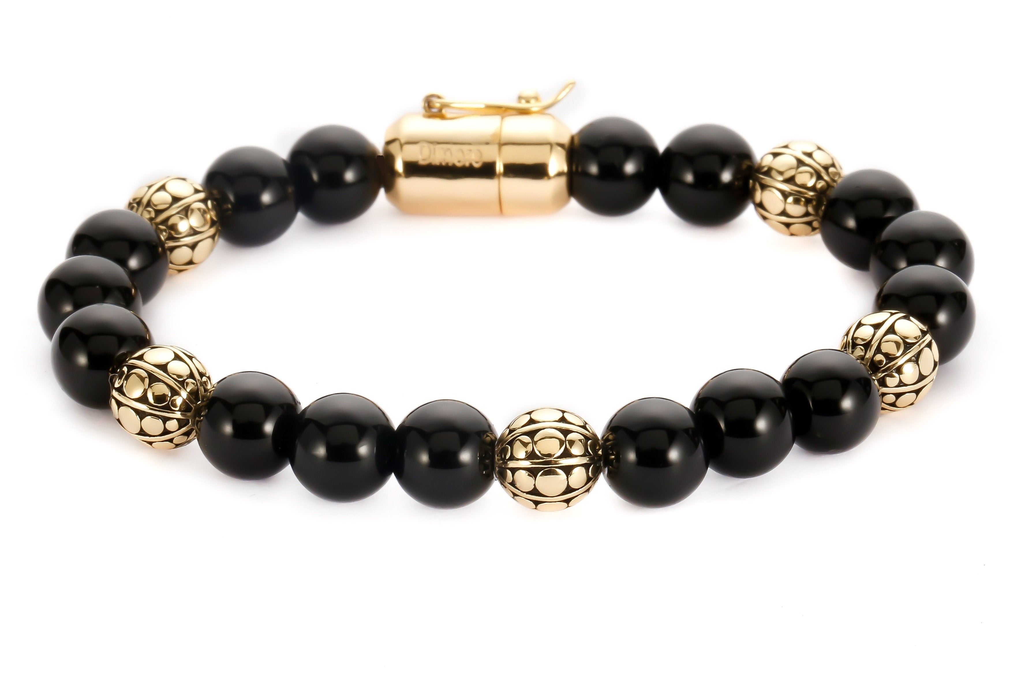 Black Ace Gold, Onyx bracelet, Onyx bead bracelet, Magnetic lock bracelet, Gold bead bracelet, black bead bracelet, obsidian bracelet