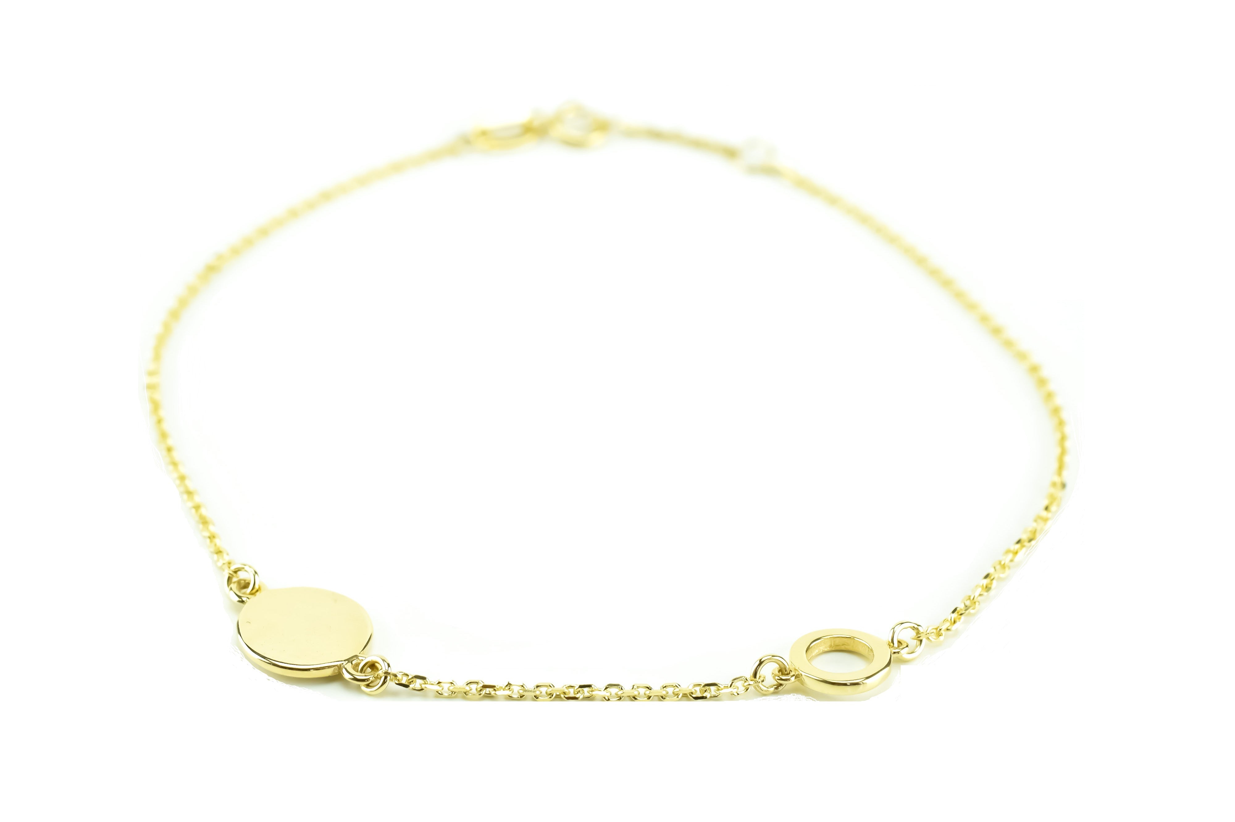 14k gouden armband voor dames, dames 14k armband, unieke 14k armband, dames 14k armband met 2 bedels