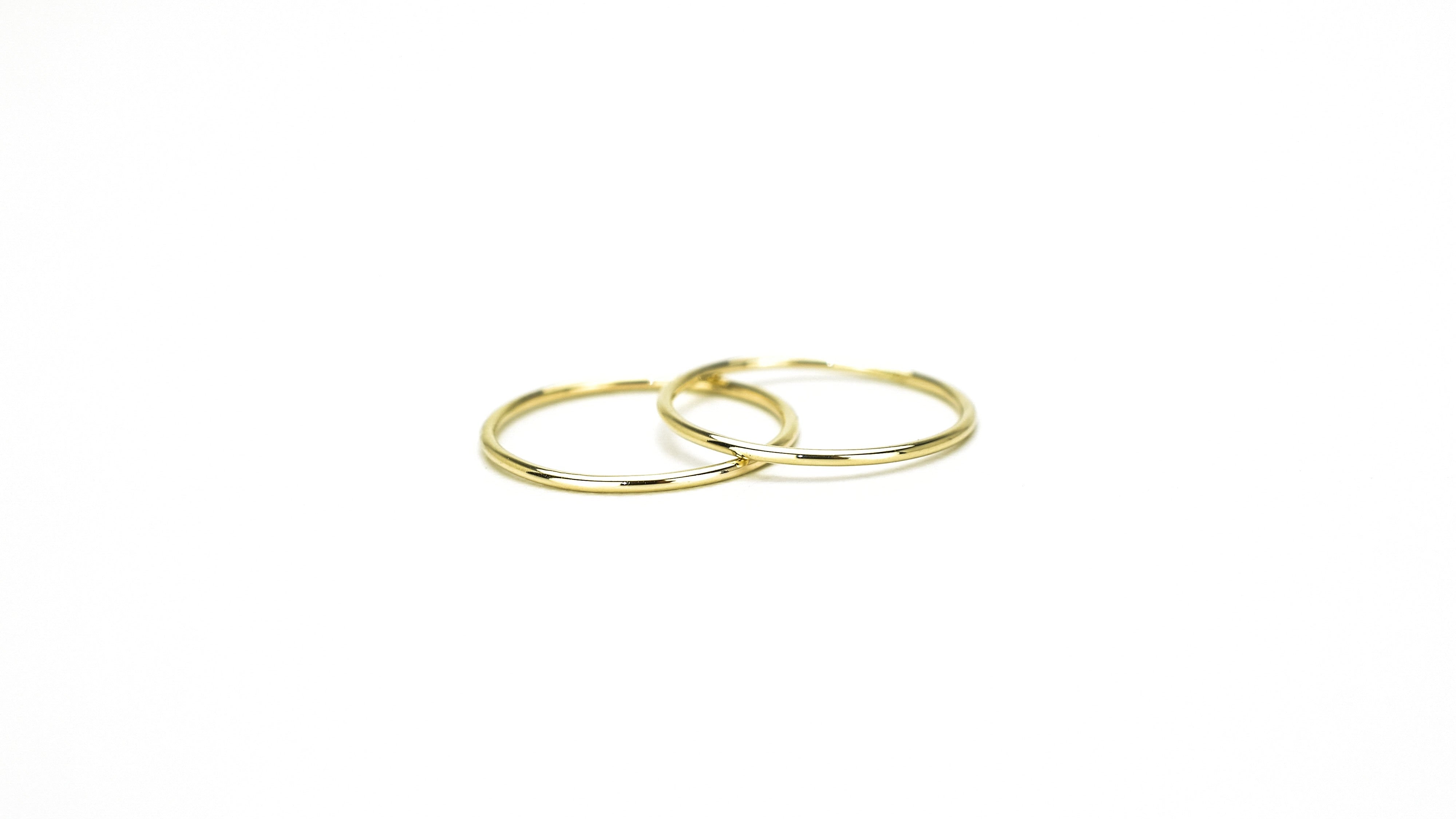 14k twee ringen, 2 aanschuif ringen, Stacking ringen 14k goud, twee gepolijste ringen 14k goud, 2 klassieke ringen goud, 585 gouden ringen