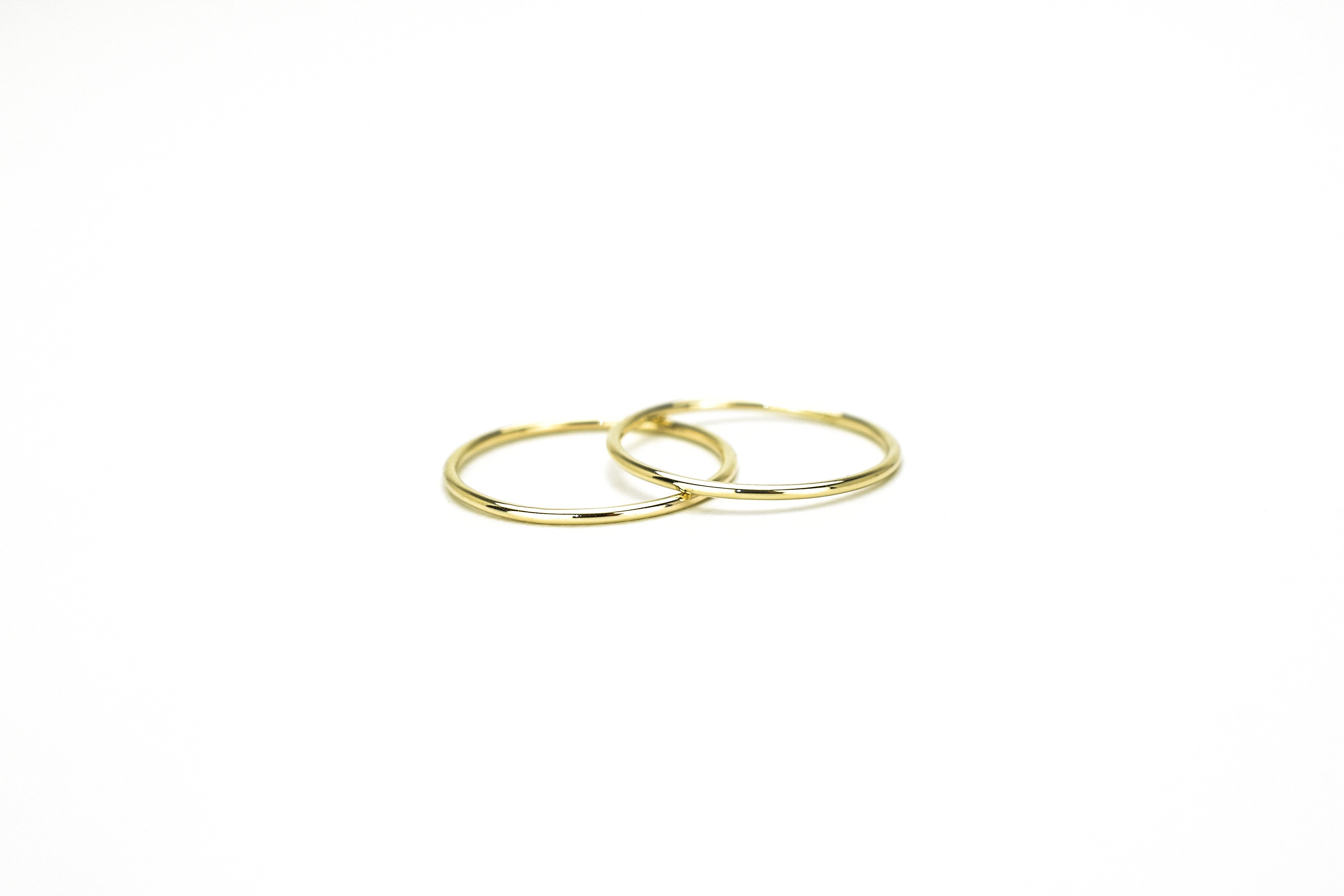 14k twee ringen, 2 aanschuif ringen, Stacking ringen 14k goud, twee gepolijste ringen 14k goud, 2 klassieke ringen goud, 585 gouden ringen