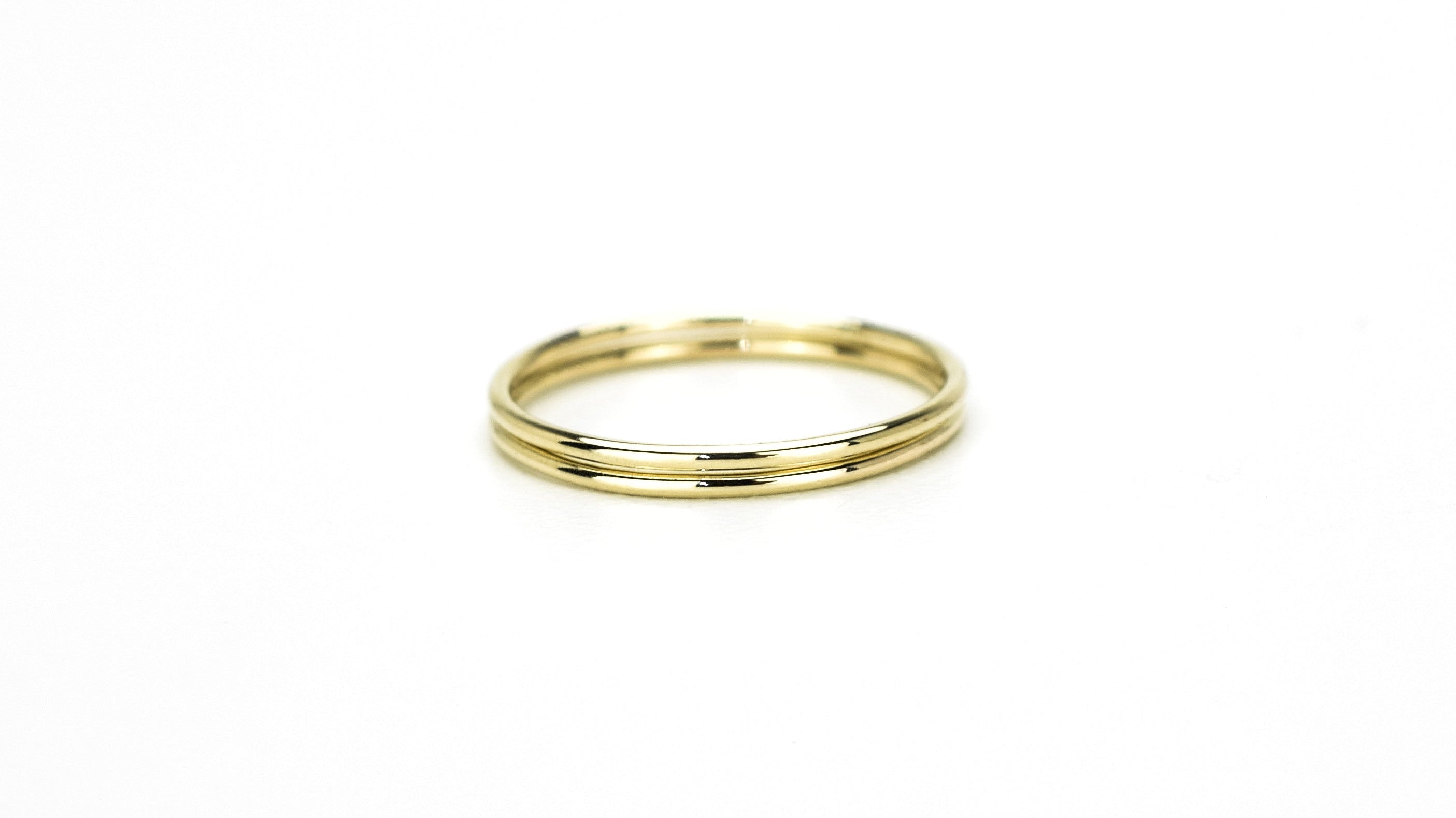 14k twee ringen, 2 aanschuif ringen, Stacking ringen 14k goud, twee gepolijste ringen 14k goud, 2 klassieke ringen goud, 585 gouden ringen