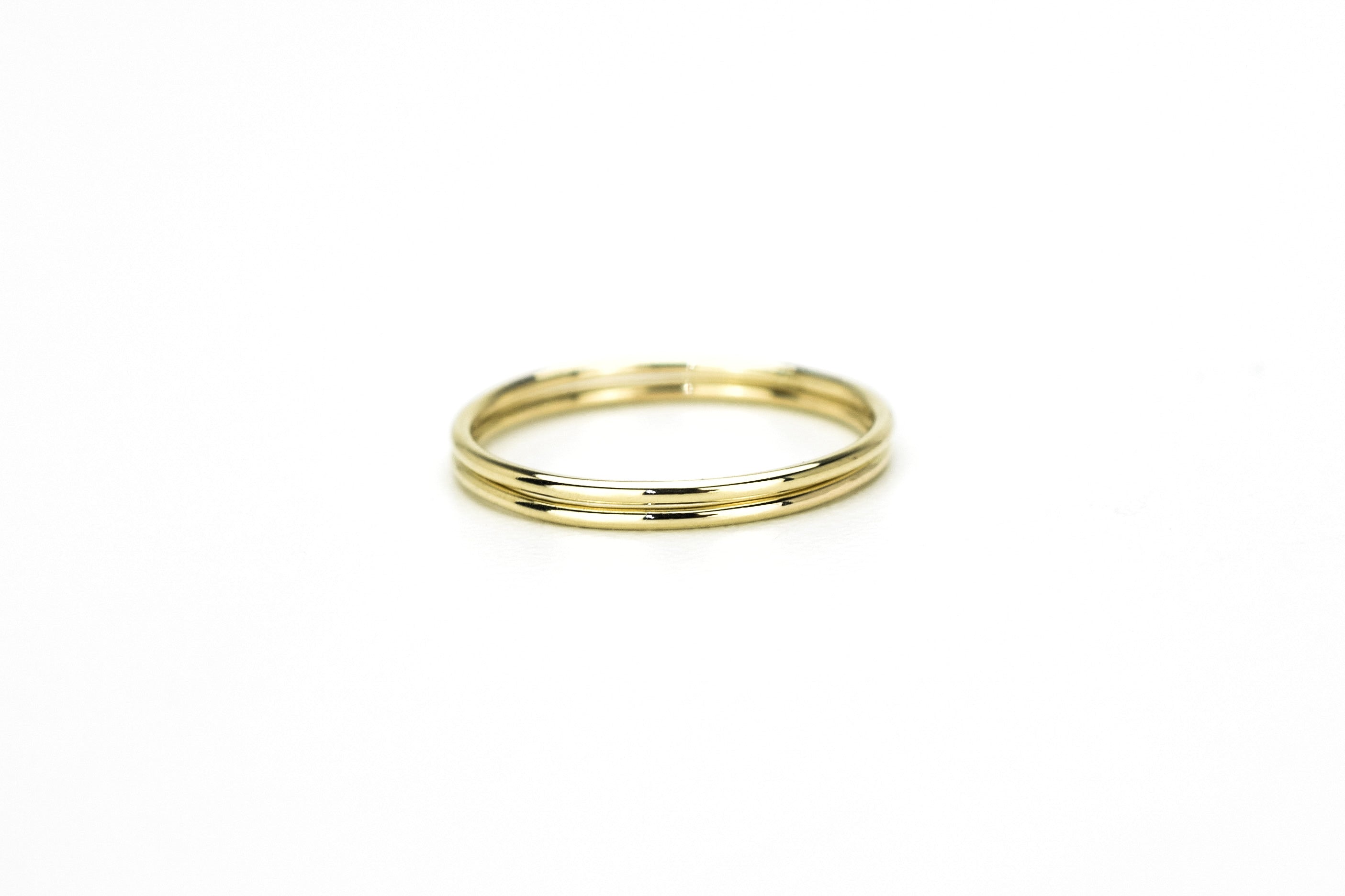 14k twee ringen, 2 aanschuif ringen, Stacking ringen 14k goud, twee gepolijste ringen 14k goud, 2 klassieke ringen goud, 585 gouden ringen