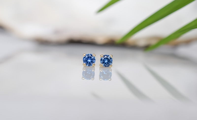 14k Gouden oorbellen, Blauwe oorknoppen Goud, kleine oorknoppen, Oorbellen, Blauwe steen oorbellen, 14k oorknoppen