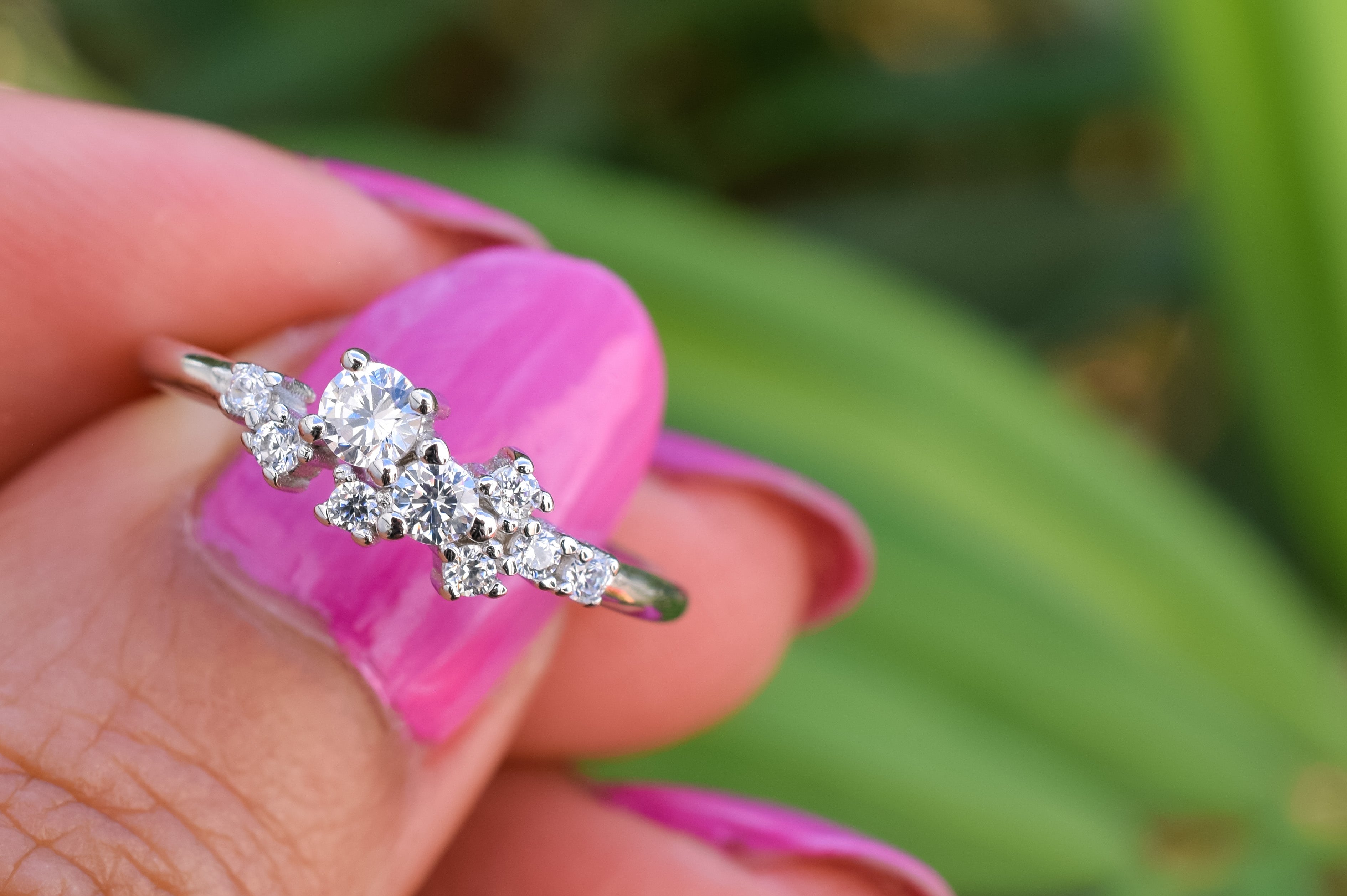 Cluster ring goud, zilveren ring met stenen, ring rosegoud, unieke ring, dames ring, gouden dames ring, zilveren feestelijke ring, promise ring goud, verlovingsring zilver