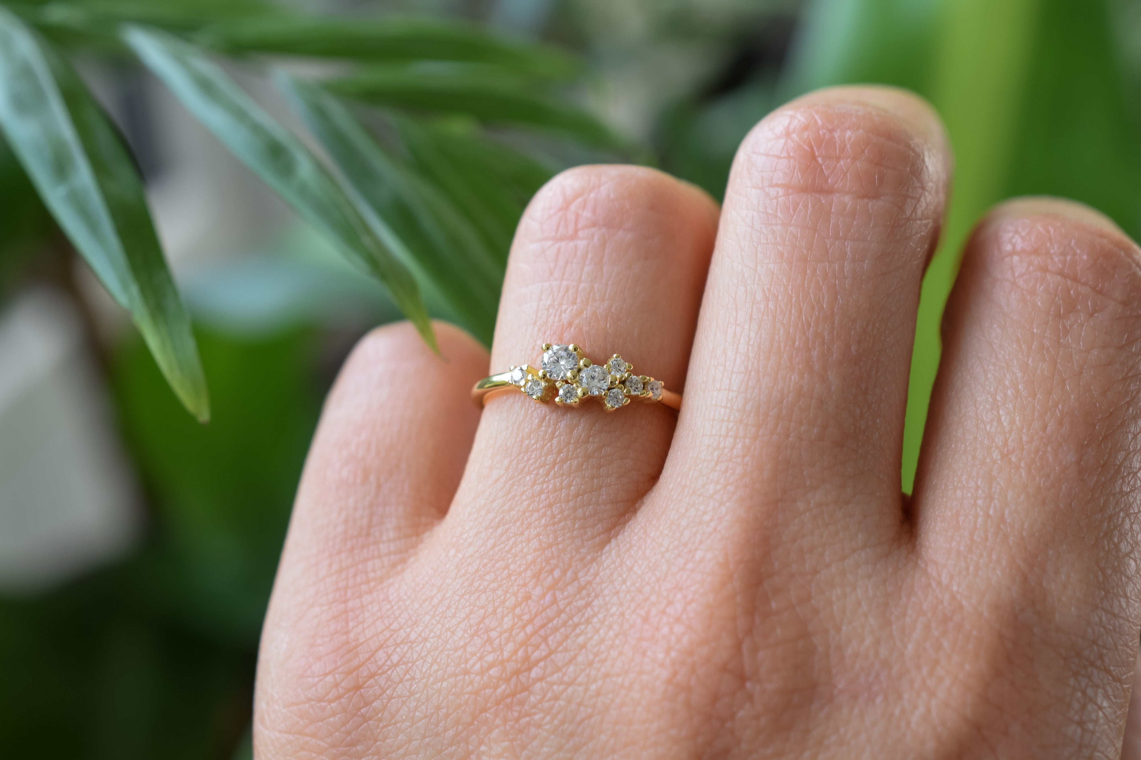 Cluster ring goud, zilveren ring met stenen, ring rosegoud, unieke ring, dames ring, gouden dames ring, zilveren feestelijke ring, promise ring goud, verlovingsring zilver