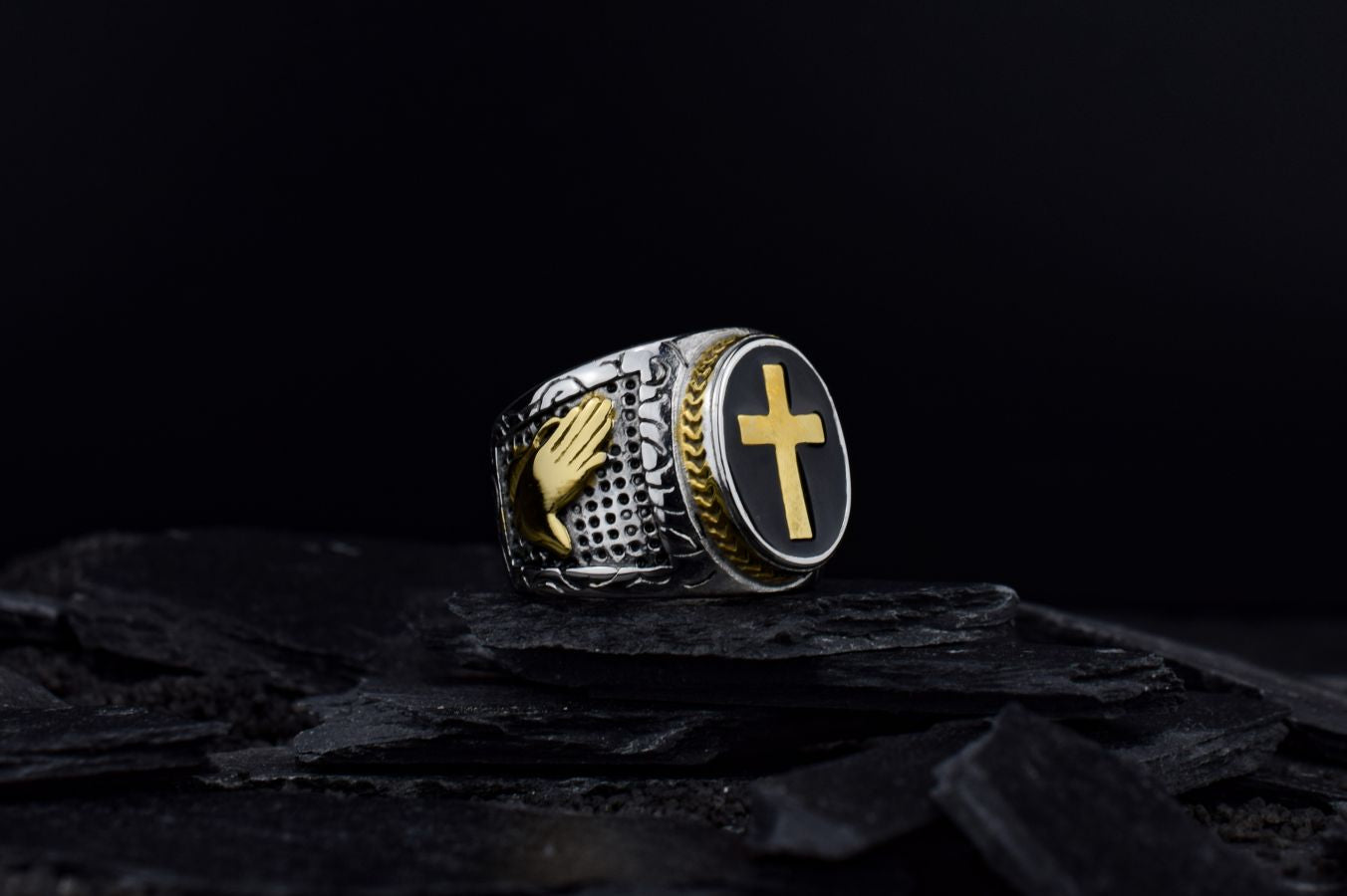 Mannen kruis ring, stoere mannen ring, mannen ring, kruis sieraad voor mannen, stalen ring, stalen kruis ring, grote mannen ring