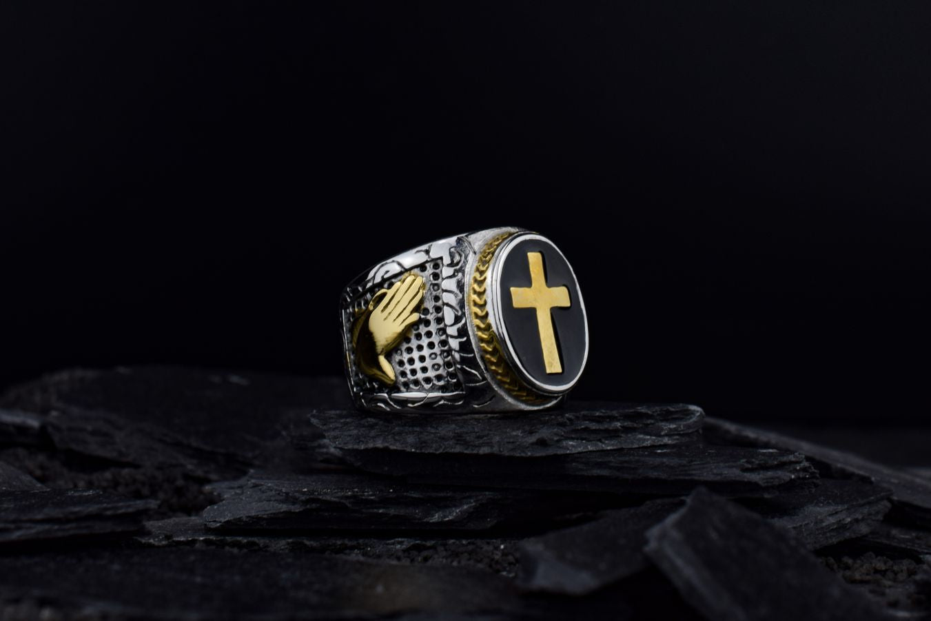 Mannen kruis ring, stoere mannen ring, mannen ring, kruis sieraad voor mannen, stalen ring, stalen kruis ring, grote mannen ring