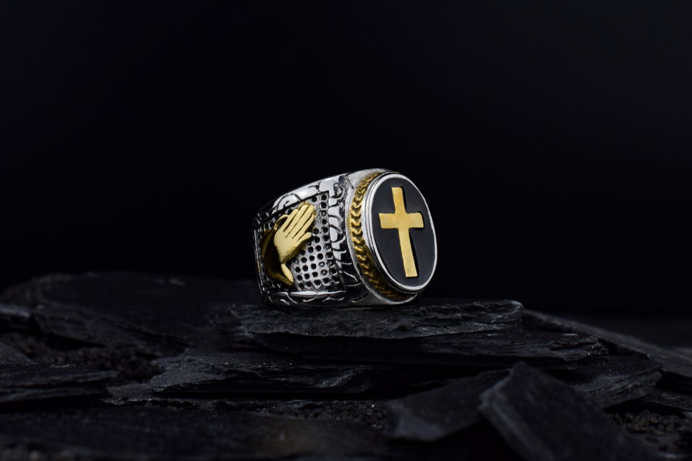 Mannen kruis ring, stoere mannen ring, mannen ring, kruis sieraad voor mannen, stalen ring, stalen kruis ring, grote mannen ring