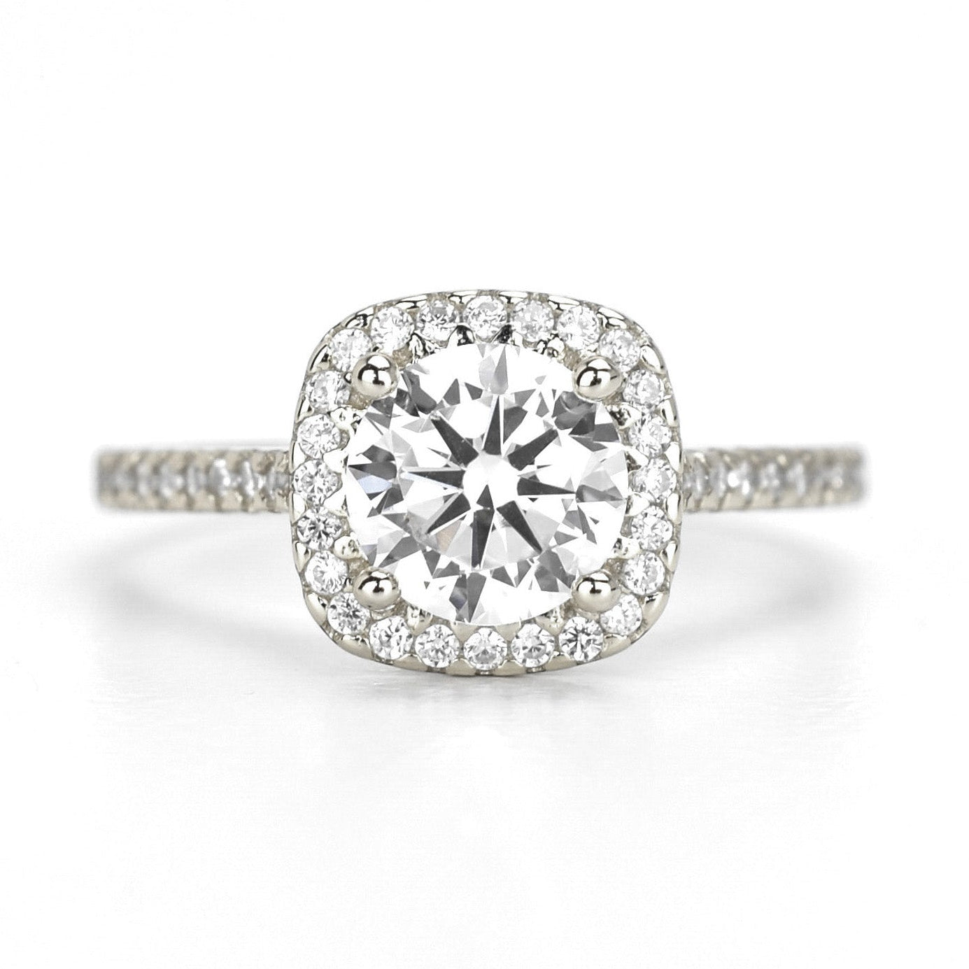 Zilveren halo ring, vierkante halo ring, verlovingsring, ring diamant, 925 zilveren ring, cadeau voor haar, ring met stenen, stapelring zilver, verona, bemyjewels