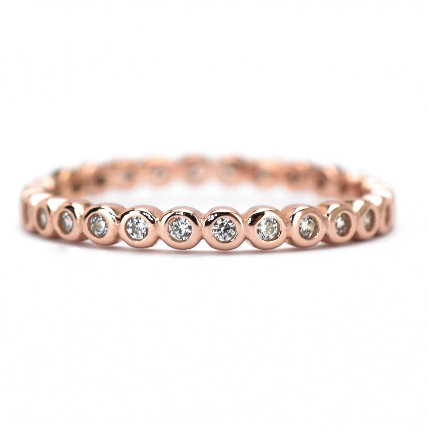 rondjes ring, rose cirkel ring, rose rondjes ring, cirkel bezel ring, full eternity ring, aanschuifring rose, rose aanschuifring