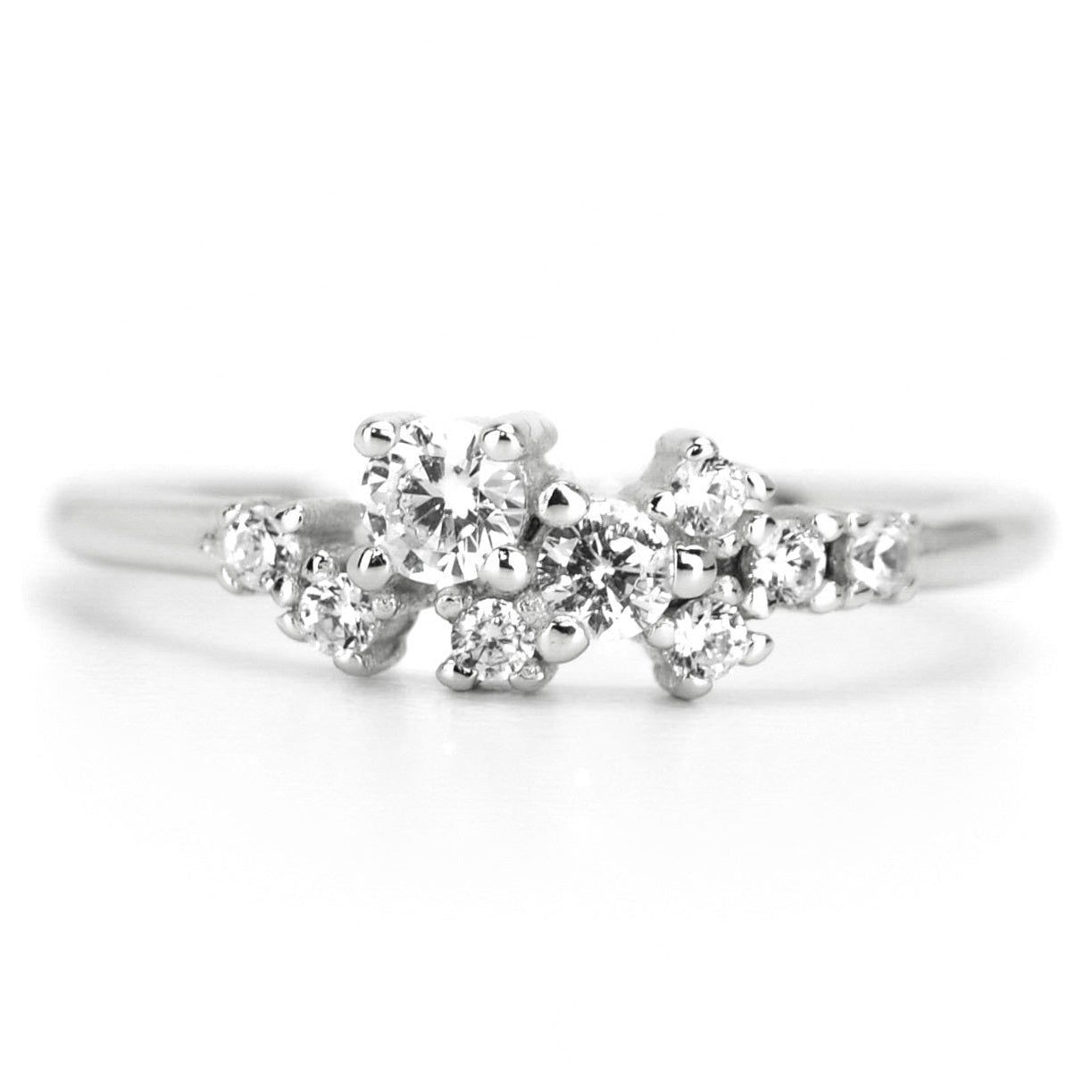 Cluster ring goud, zilveren ring met stenen, ring rosegoud, unieke ring, dames ring, gouden dames ring, zilveren feestelijke ring, promise ring goud, verlovingsring zilver