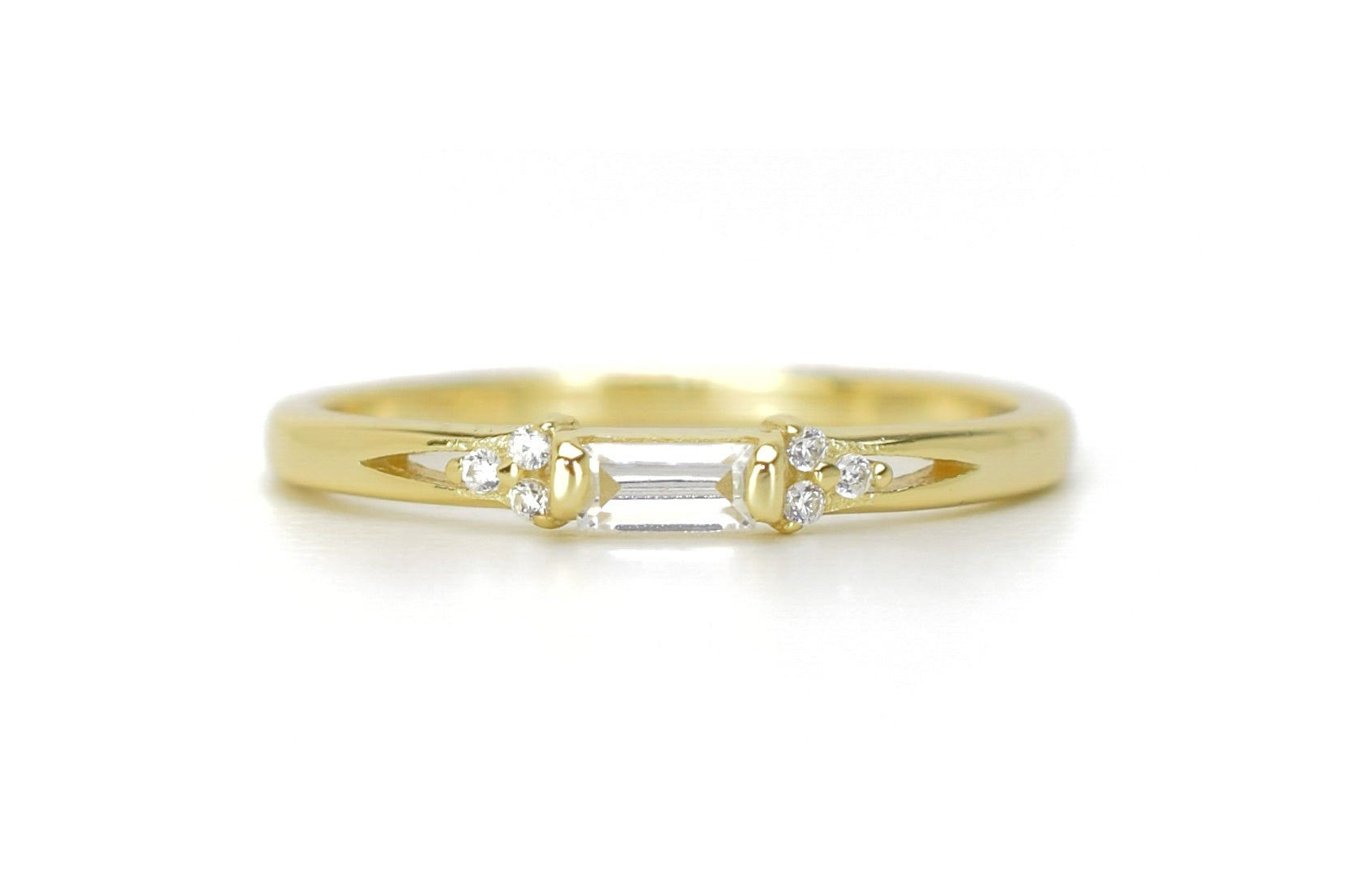 baquette ring, gouden ring voor dames, baquette ring rosegoud, ring met stenen zilver, verlovingsring voor dames, subtiele ring met stenen