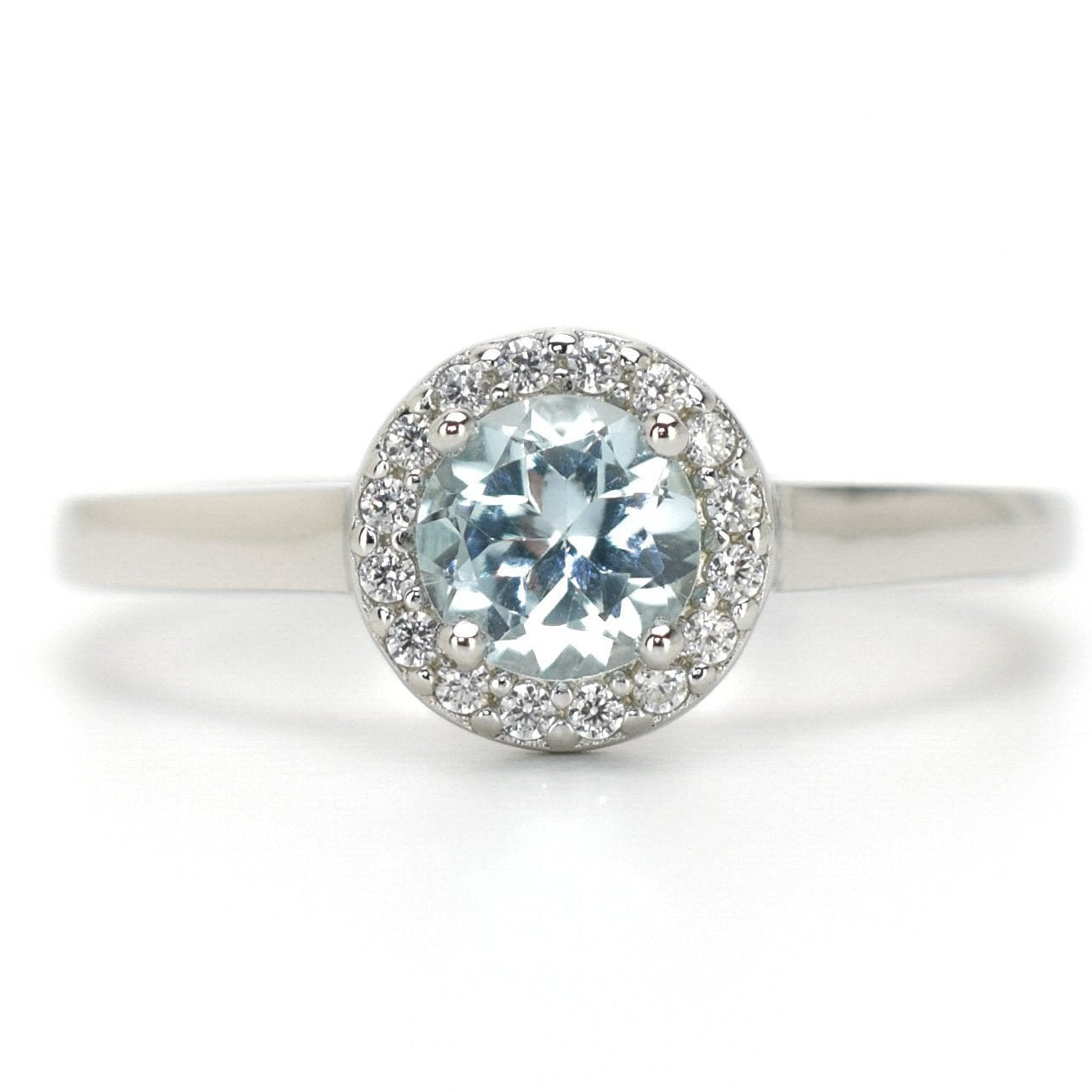 blauwe topaas ring, 18k gouden topaas ring, verlovingsring, halo ring, halo topaas ring,