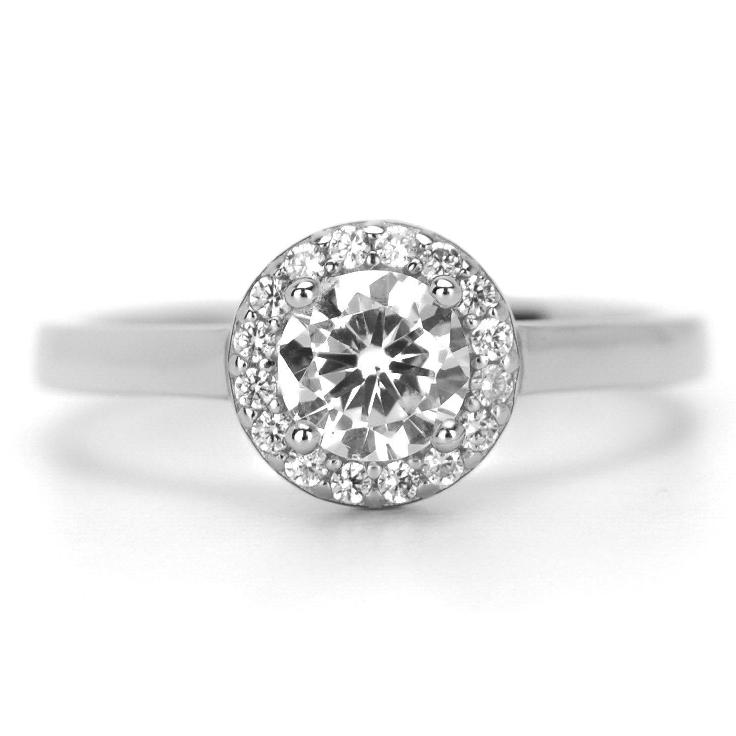 halo gouden ring, 18k goud, verlovingsring, ronde ring, gouden ronde ring, stapel ring, bruidsring