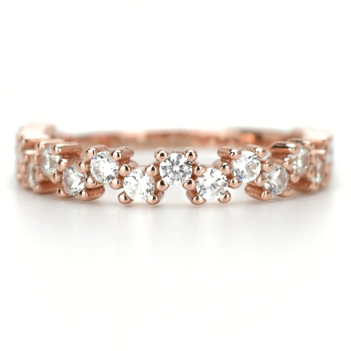 gouden ring, 18k goud, ring ban, stapel ring, half eternity ring, verlovingsring, aanschuif ring goud