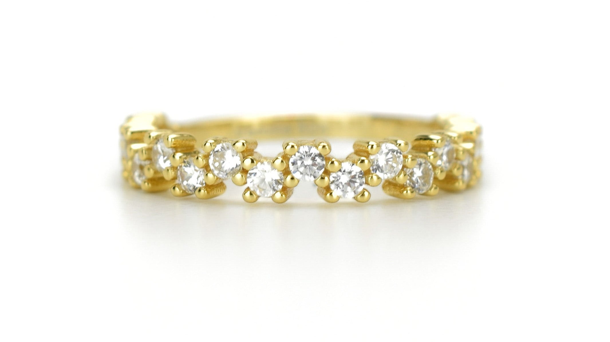 gouden ring, 18k goud, ring ban, stapel ring, half eternity ring, verlovingsring, aanschuif ring goud