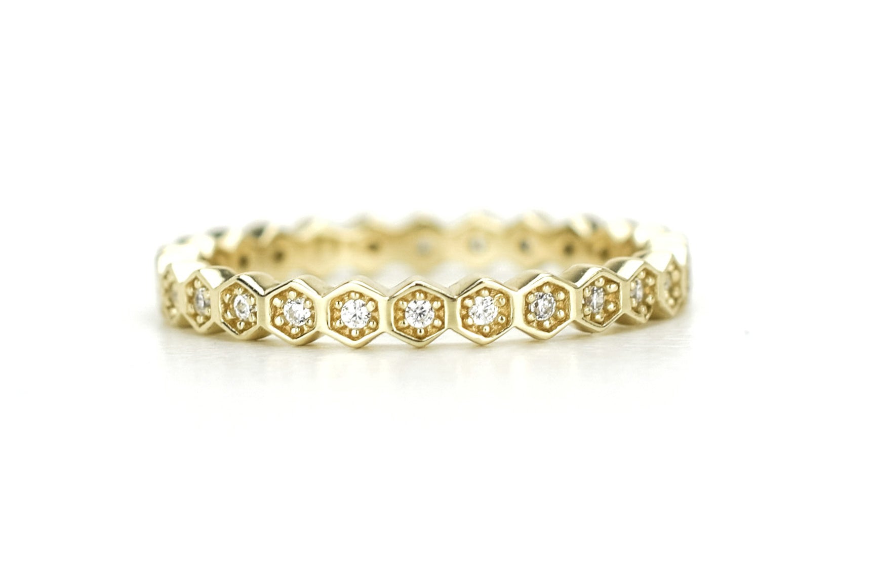 gouden honingraat aanschuifring, aanschuifring rosegoud, gouden ring honey, unieke ring, stapelring zilver, rosegoud aanschuifring