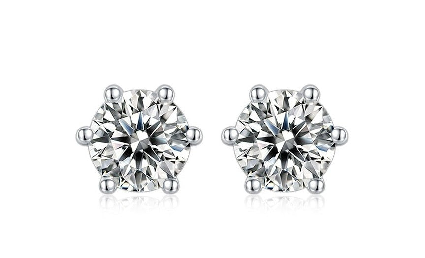 Oorbellen met steen, diamant oorbellen, oorbellen met witte stenen, ronde stenen oorbellen, kleine oorknoppen, oorsieraden zilver, zilveren oorknoppen, subtiele oorknoppen, fijne zilveren oorknoppen zilver