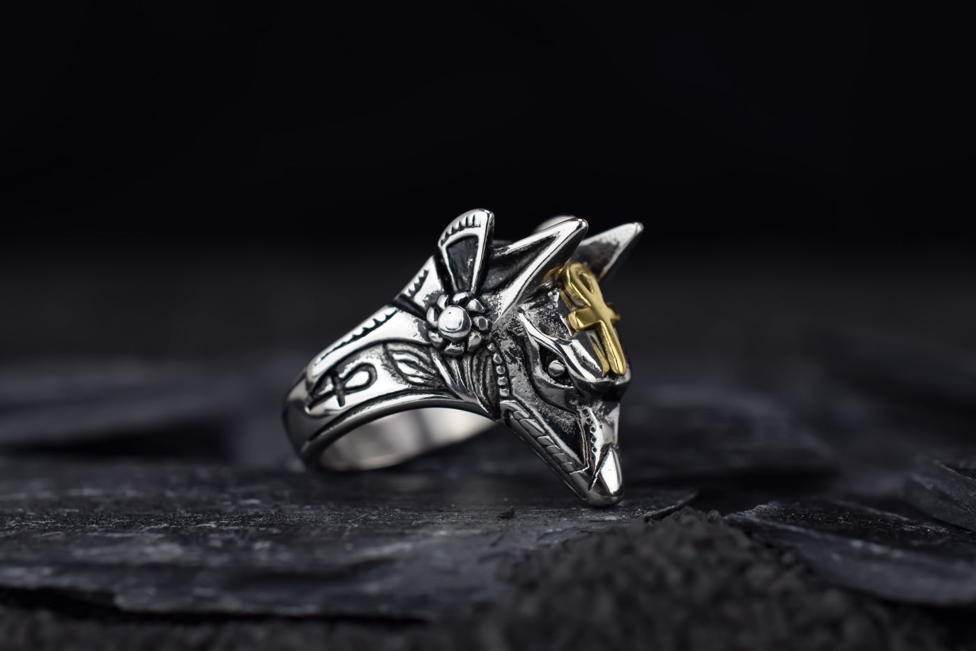 Mannen ring, Anubis sieraad, mannen sieraden, zilveren mannen ring, dier ring voor mannen, Anubis mannen ring, stalen mannen ring, stoere mannen ring