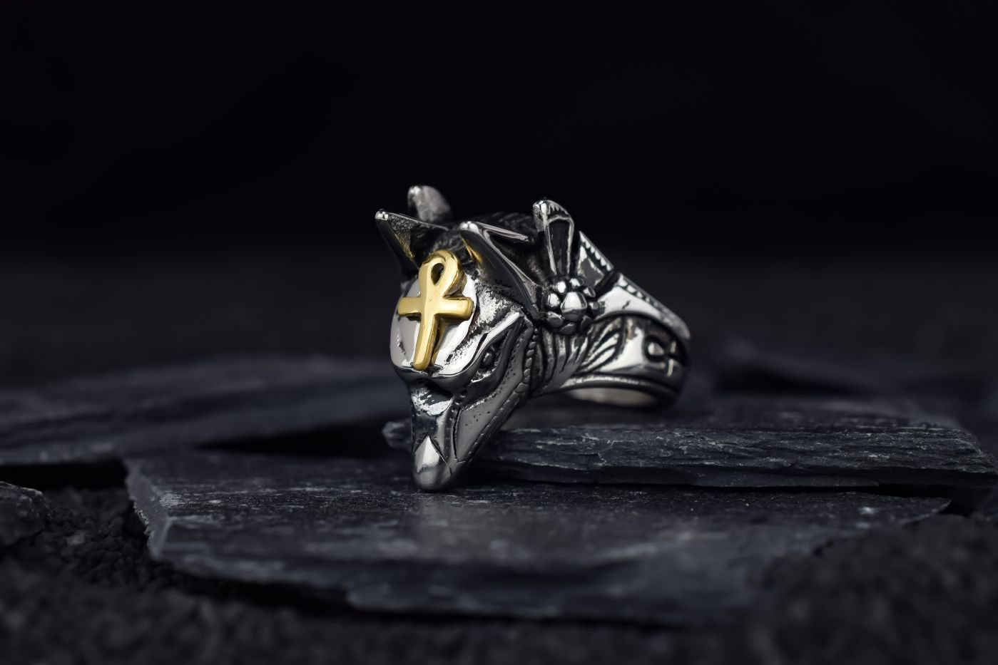 Mannen ring, Anubis sieraad, mannen sieraden, zilveren mannen ring, dier ring voor mannen, Anubis mannen ring, stalen mannen ring, stoere mannen ring