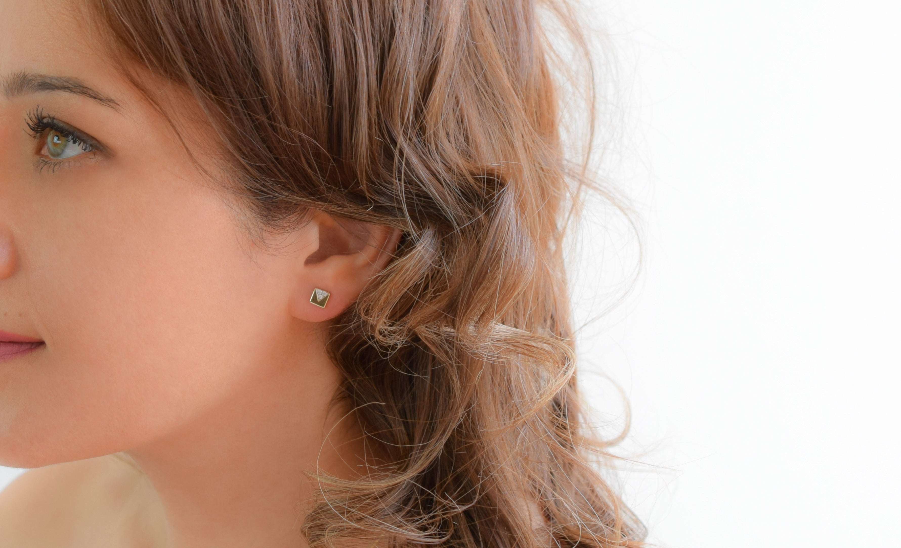 gouden vierkante oorbellen, 14k oorbellen, vierkante gouden oorbellen, vierkante oorbellen met stenen, 14k gouden dames oorbellen