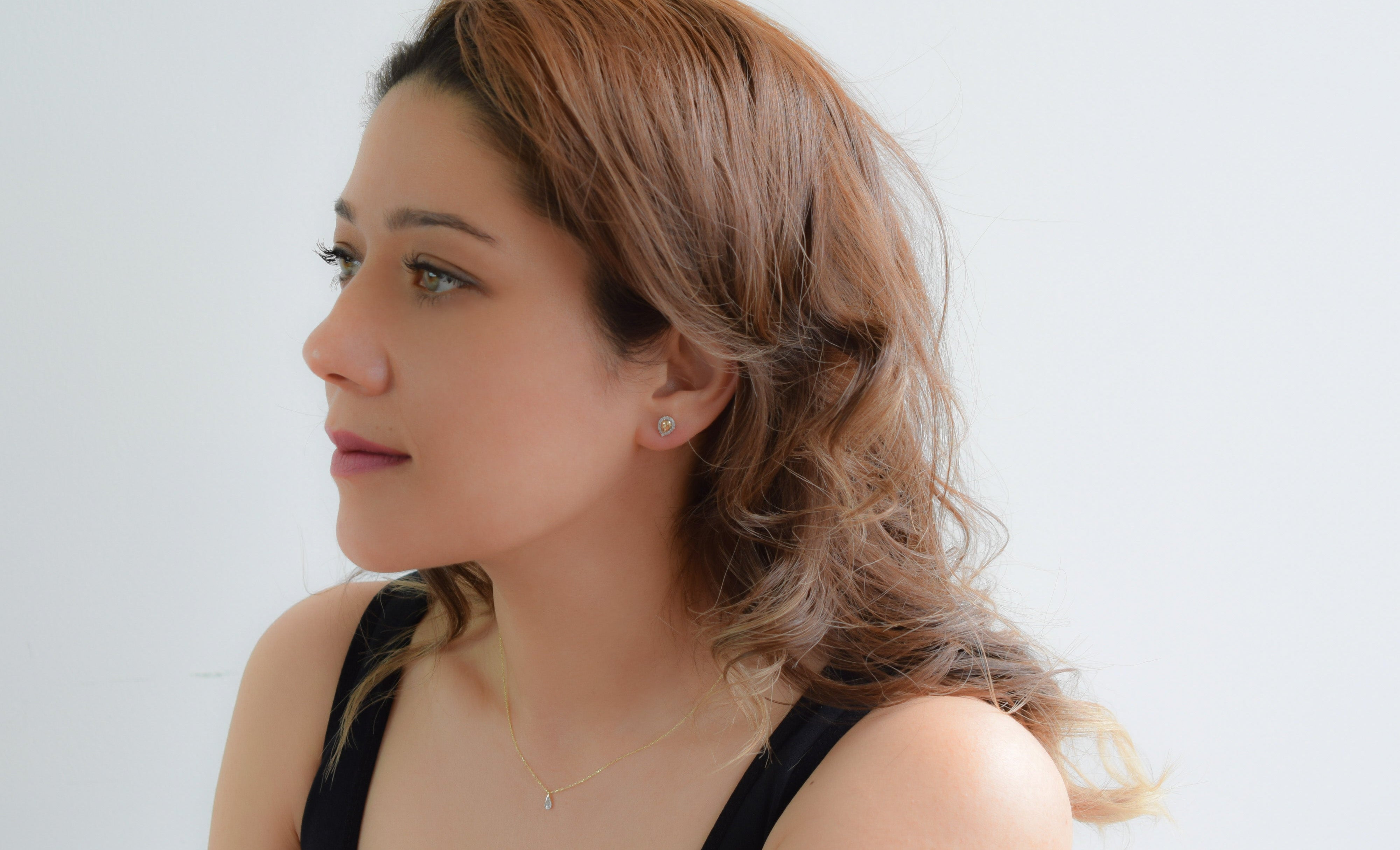 14k peer oorbellen, gouden oorbellen met stenen, 14 karaat druppel oorbellen, oorbellen met stenen, 14k oorbellen peer met stenen, halo oorbellen goud