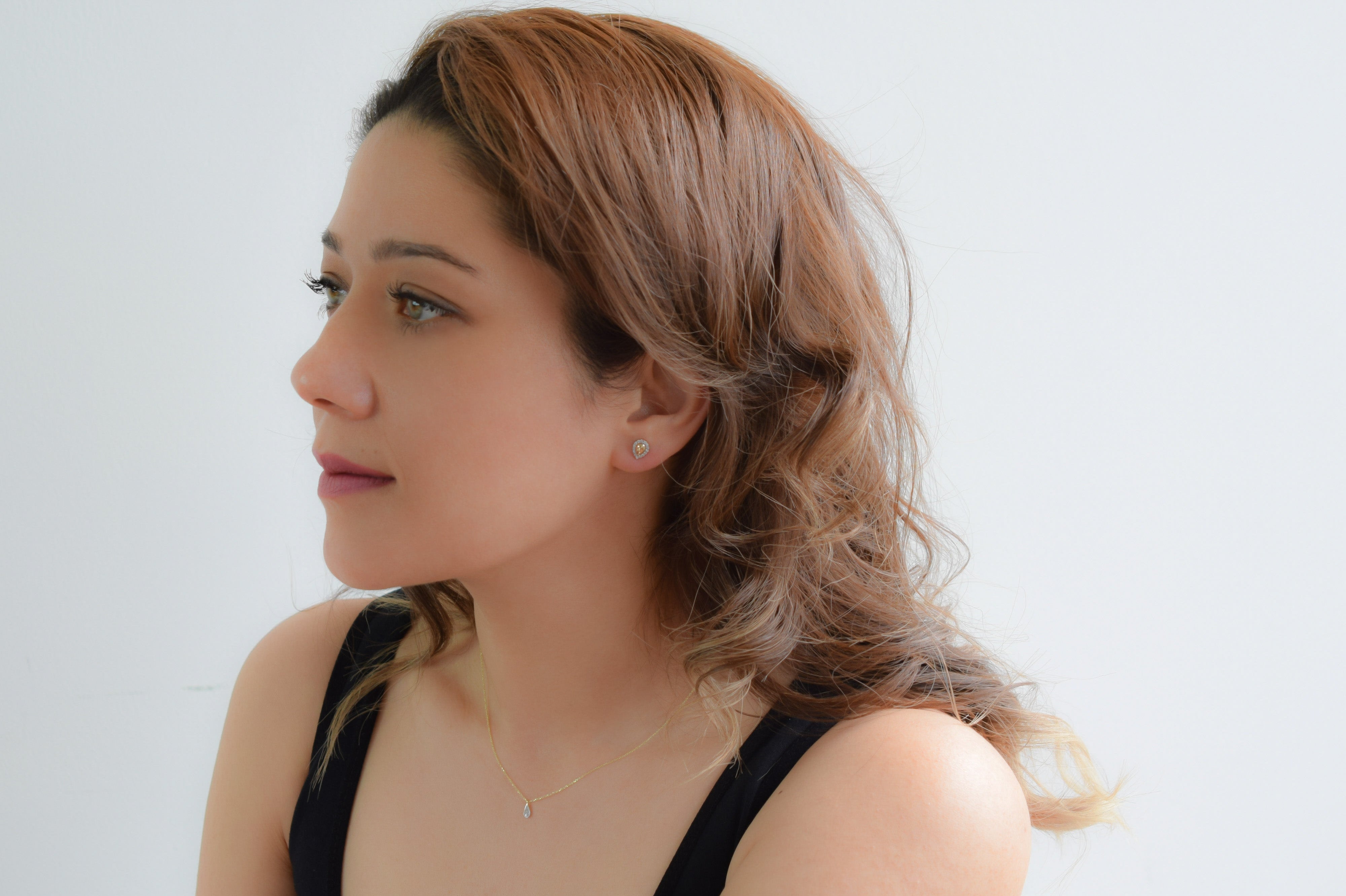 14k peer oorbellen, gouden oorbellen met stenen, 14 karaat druppel oorbellen, oorbellen met stenen, 14k oorbellen peer met stenen, halo oorbellen goud