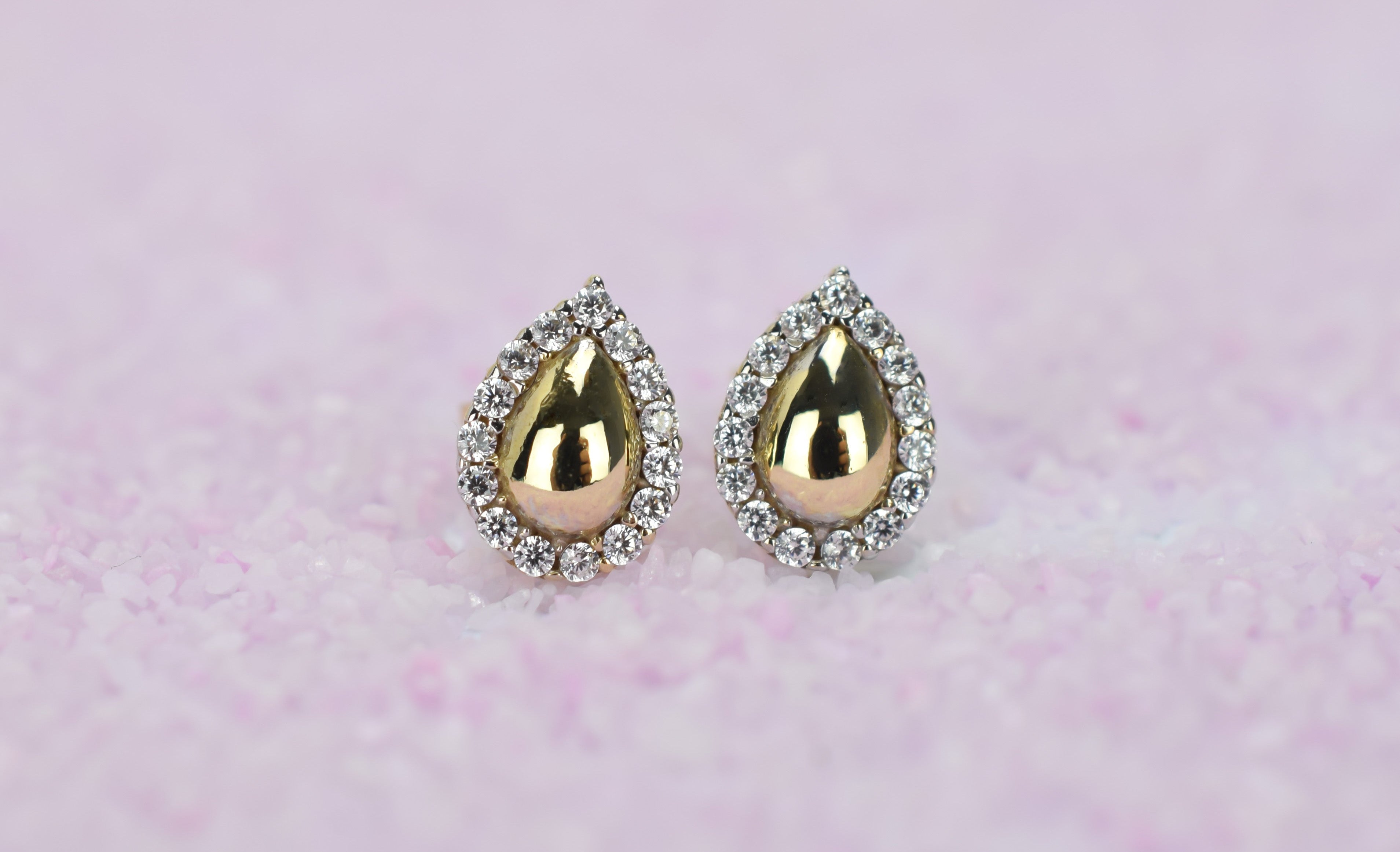 14k peer oorbellen, gouden oorbellen met stenen, 14 karaat druppel oorbellen, oorbellen met stenen, 14k oorbellen peer met stenen, halo oorbellen goud