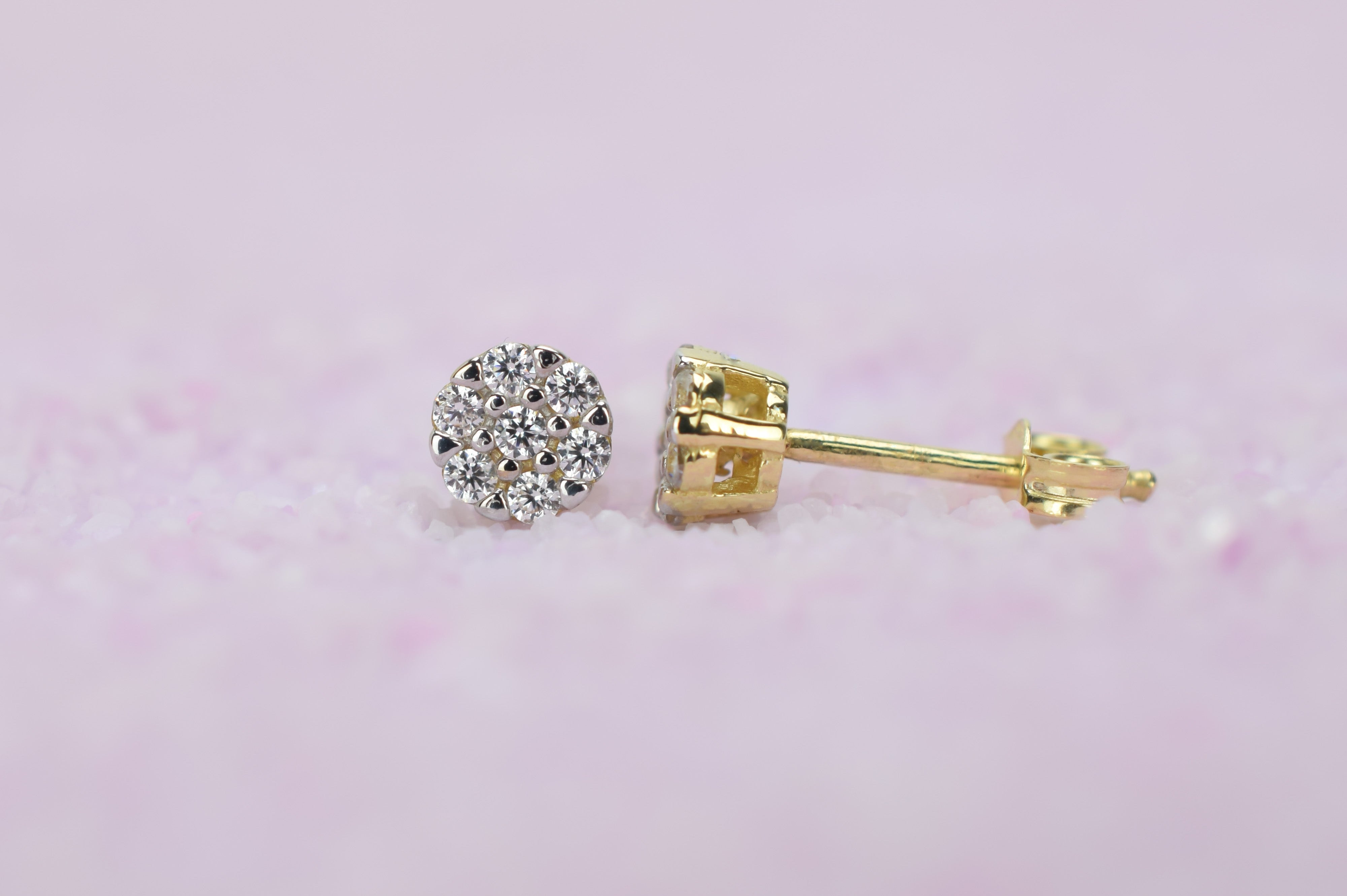 14 karaat gouden oorbellen, oorbellen goud, gouden bloemen oorbellen, oorbellen 14k bloemen, petite oorbellen goud, 14k oorbellen met stenen