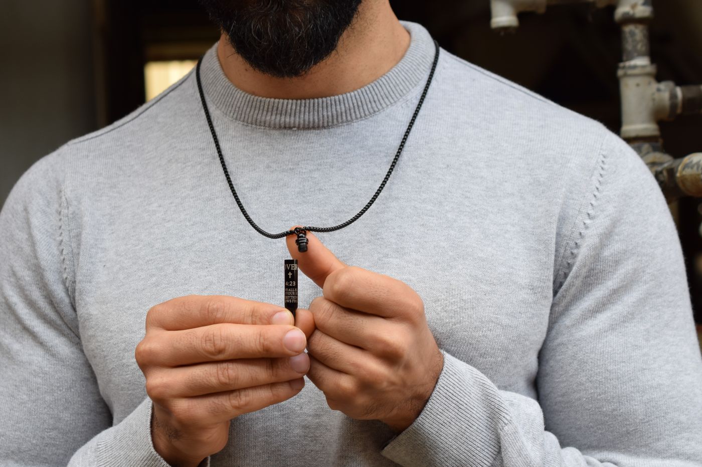 kogel ketting, mannen kogel ketting, zwartkleurige ketting mannen
