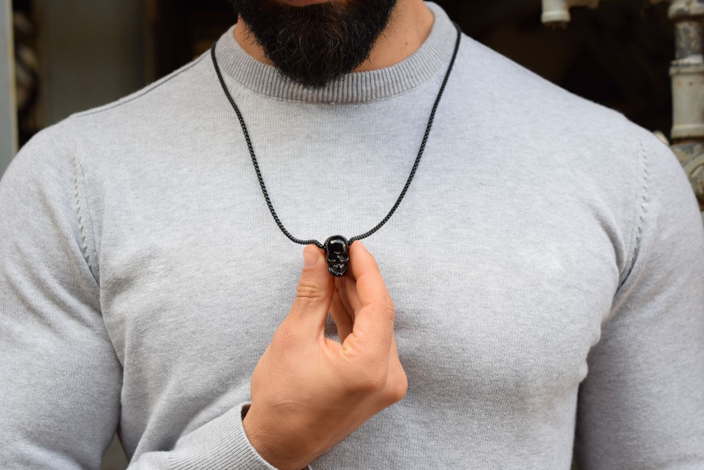 Doodskop ketting zilverkleurig, mannen doodskop ketting, mannen ketting, zwarte doodskop ketting, gouden mannen ketting, doodskop, doodskop ketting