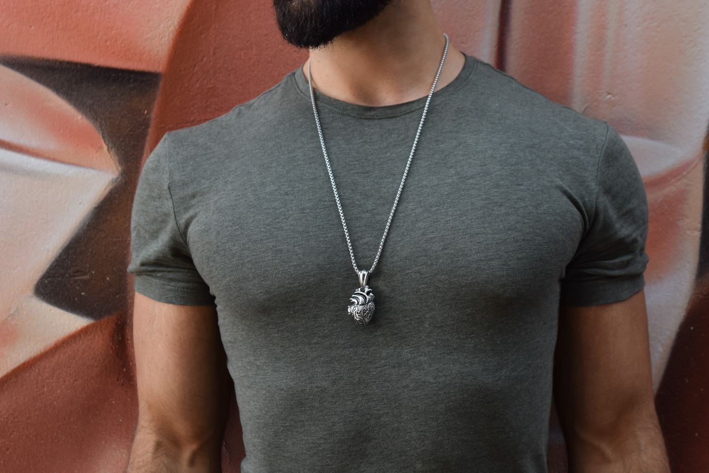 Medaillon hart ketting, ketting voo rmannen, zilveren ketting voor mannen, Medaillon hart voo rmannen, Medaillon ketting mannen, zwarte ketting voor mannen