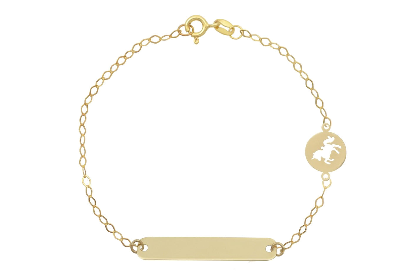 14 karaat eenhoorn armbandje, eenhoorn armband goud, kinder eenhoorn armband, 14 karaat gouden baby sieraden, gouden eenhoorn baby armband, 14k gouden graveerplaatje armbanden