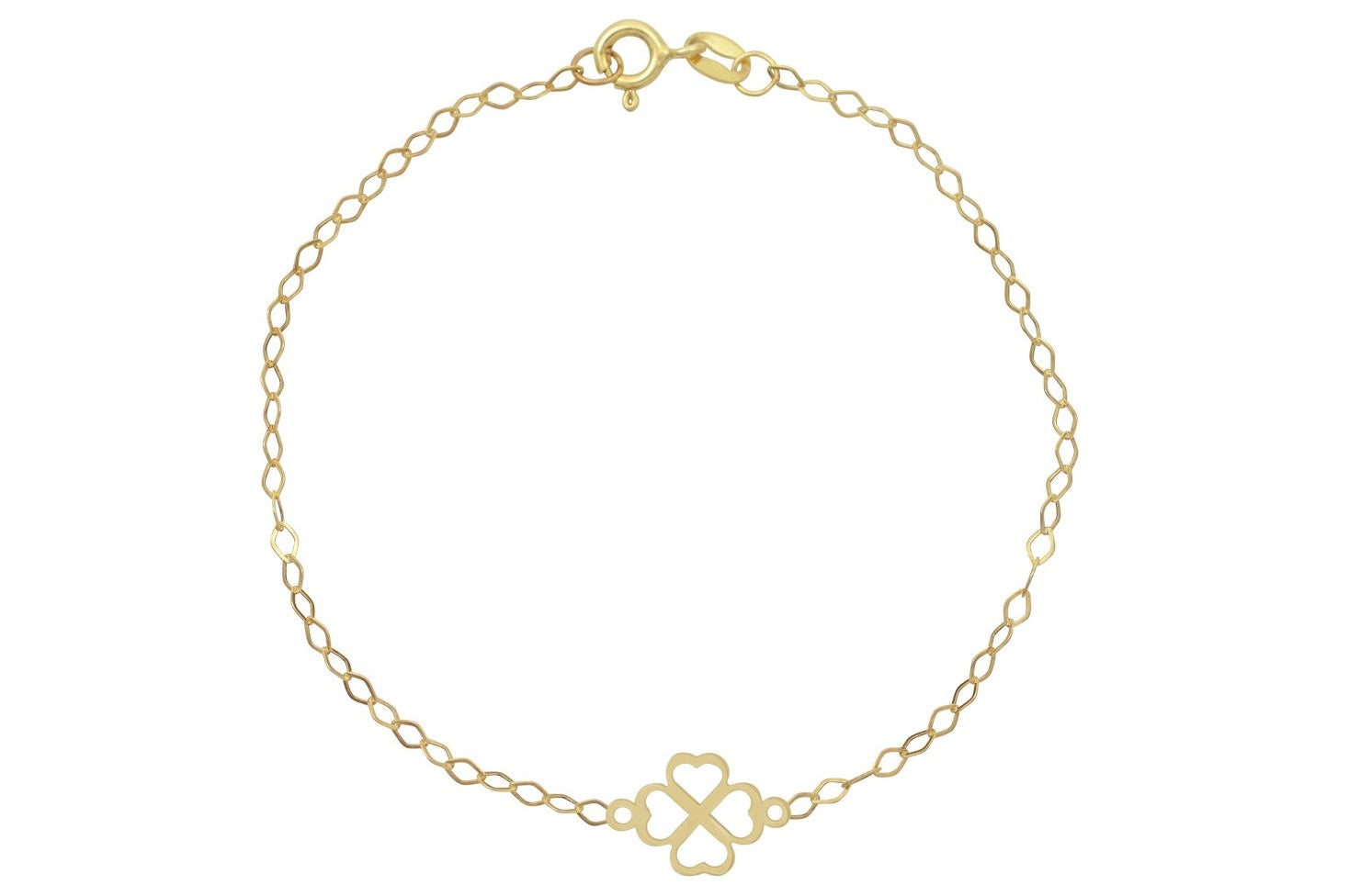 14 karaat klaver armbandje, armband klaver goud, gouden klaver armband, dames klaver armband, 14 karaat gouden schakel armband, schakelarmband met klaver bedel, moeder kind armband goud