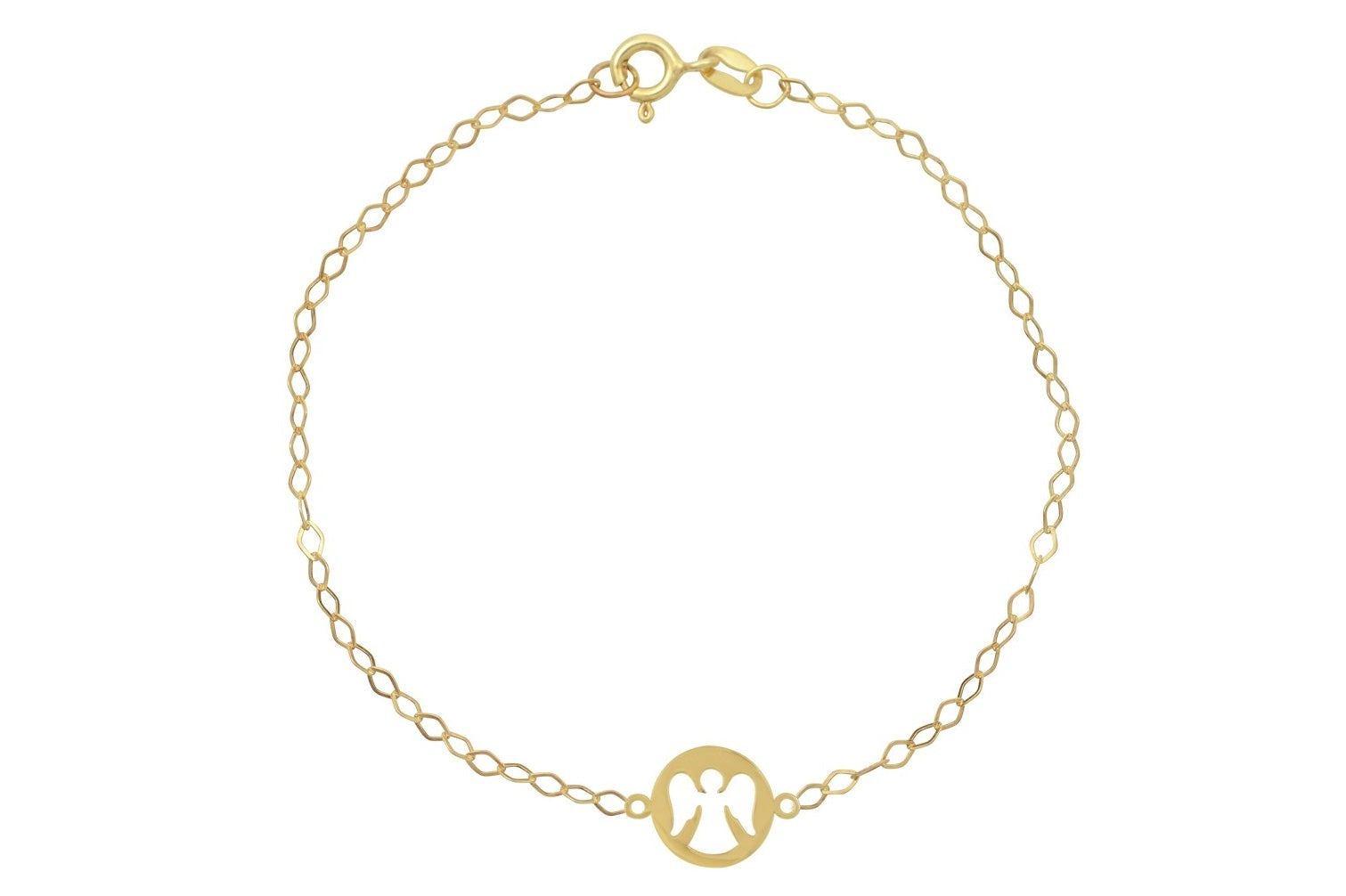 dames armband, dames armband goud, 14k dames armband engel, gouden engel armband, meisjes armband met engel bedel, 14 karaat gouden engel armband, unieke armband met engel