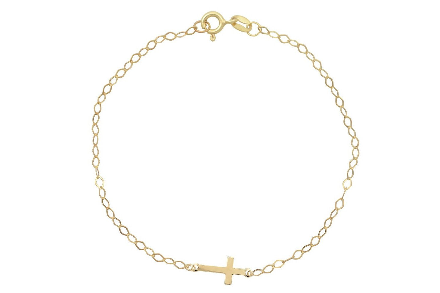 14 karaat kruis armband, kruis gouden armband, schakel armband baby, baby bedel armband, 14 karaat kruis armband